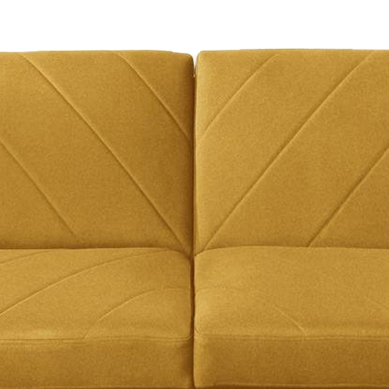Fabric Adjustable Sofa With Chevron Pattern And Splayed Legs, Yellow- Saltoro Sherpi