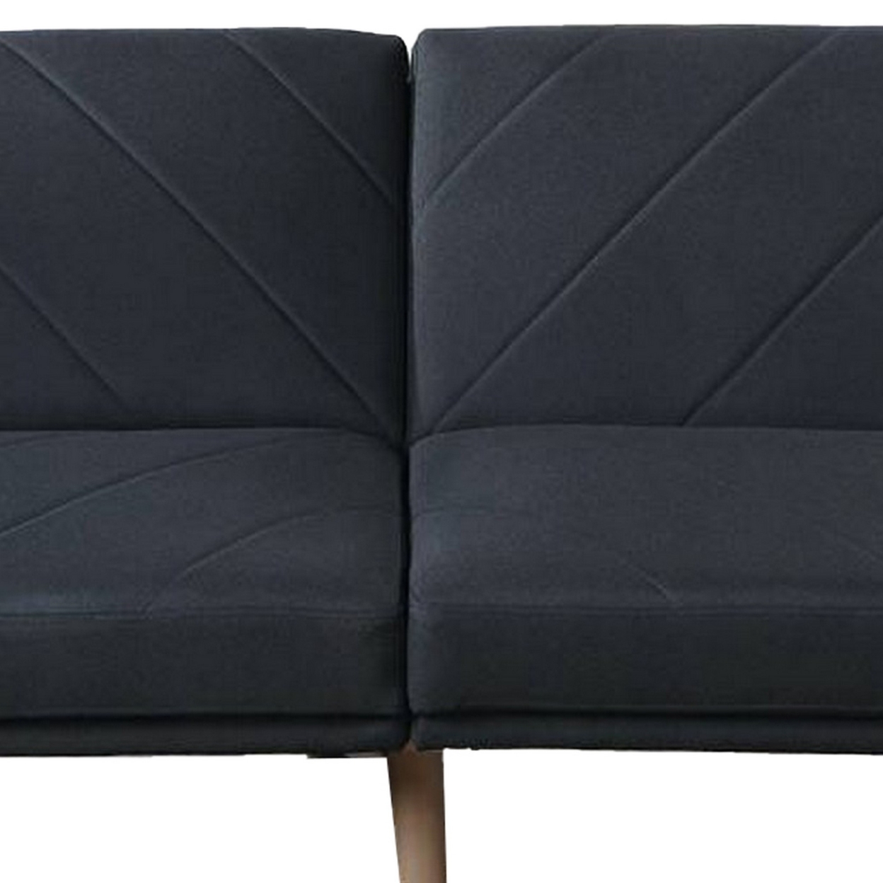 Fabric Adjustable Sofa With Chevron Pattern And Splayed Legs, Black- Saltoro Sherpi