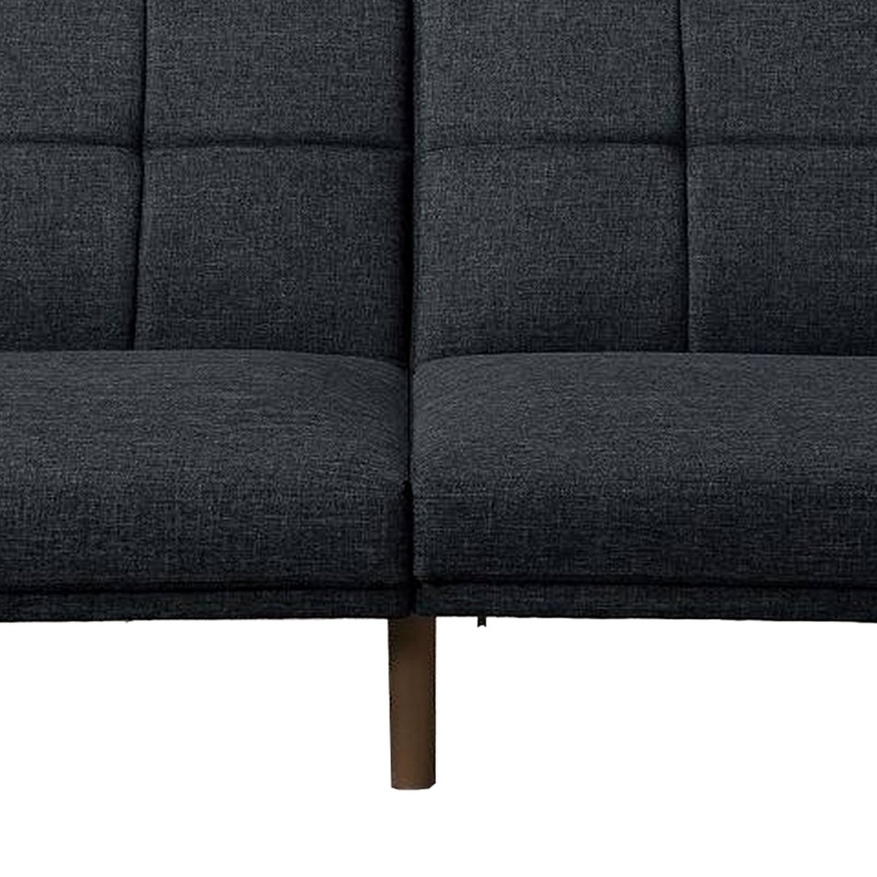Fabric Adjustable Sofa With Square Tufted Back, Dark Gray- Saltoro Sherpi