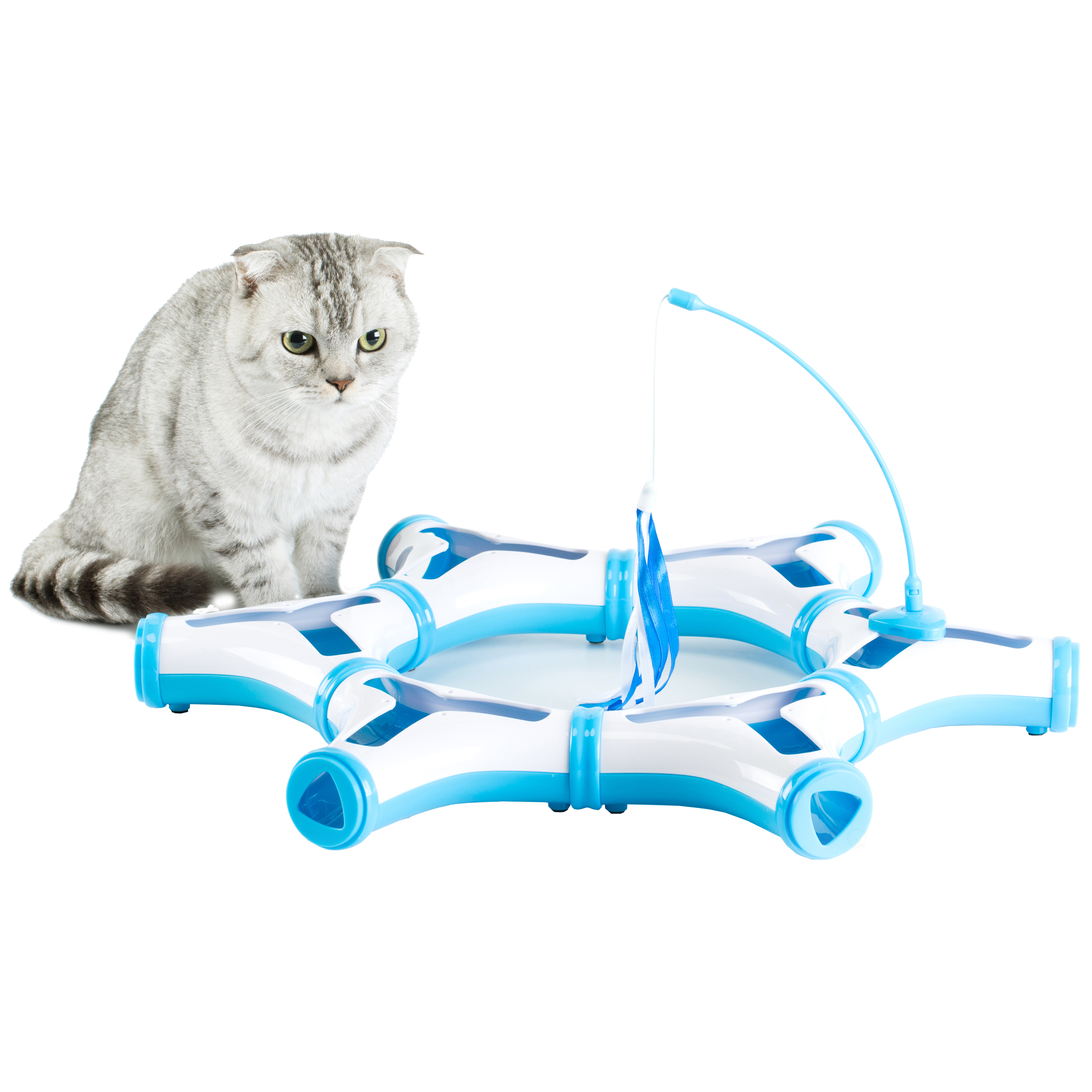 Configurable Interactive Cat Toy With Spring Feather Teaser
