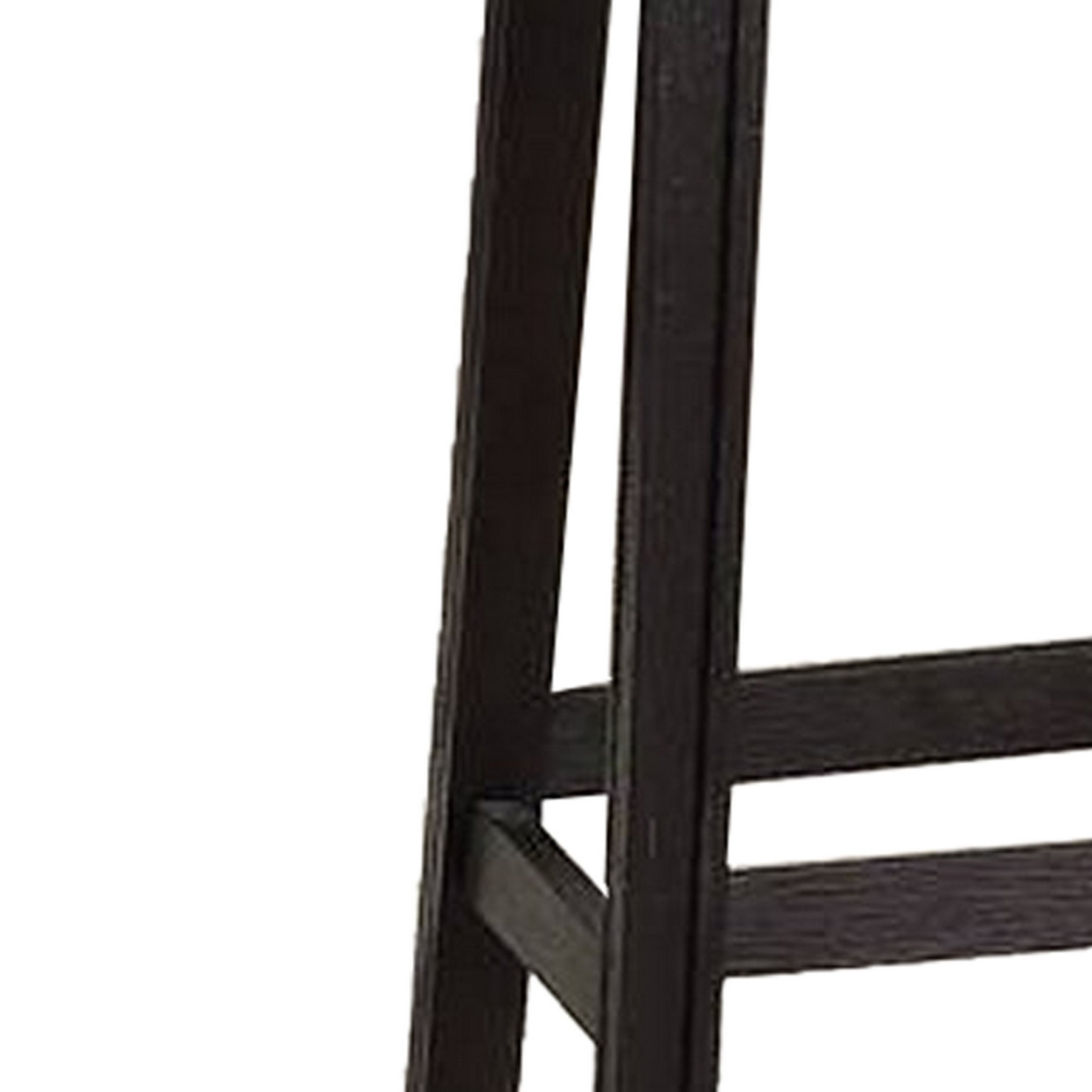 29 Inch Wooden Bar Stool With Upholstered Cushion Seat, Gray And Black- Saltoro Sherpi