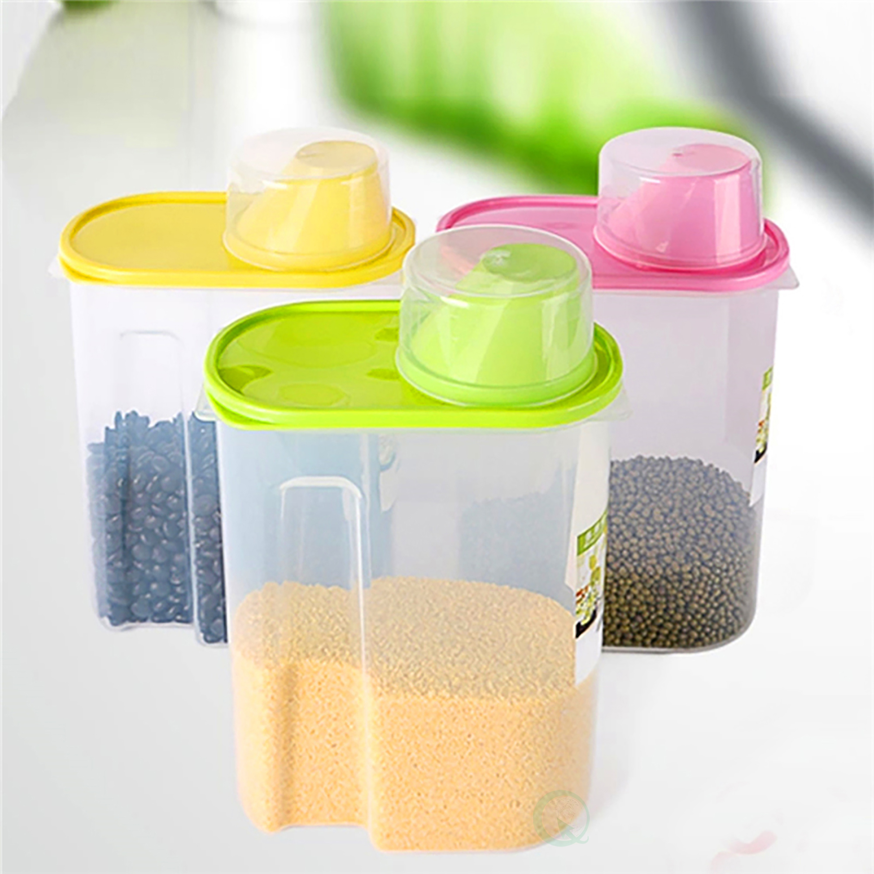 BPA-Free Plastic Food Saver-Kitchen Food Cereal Storage Containers With Graduated Cap - Set Of 3 Small