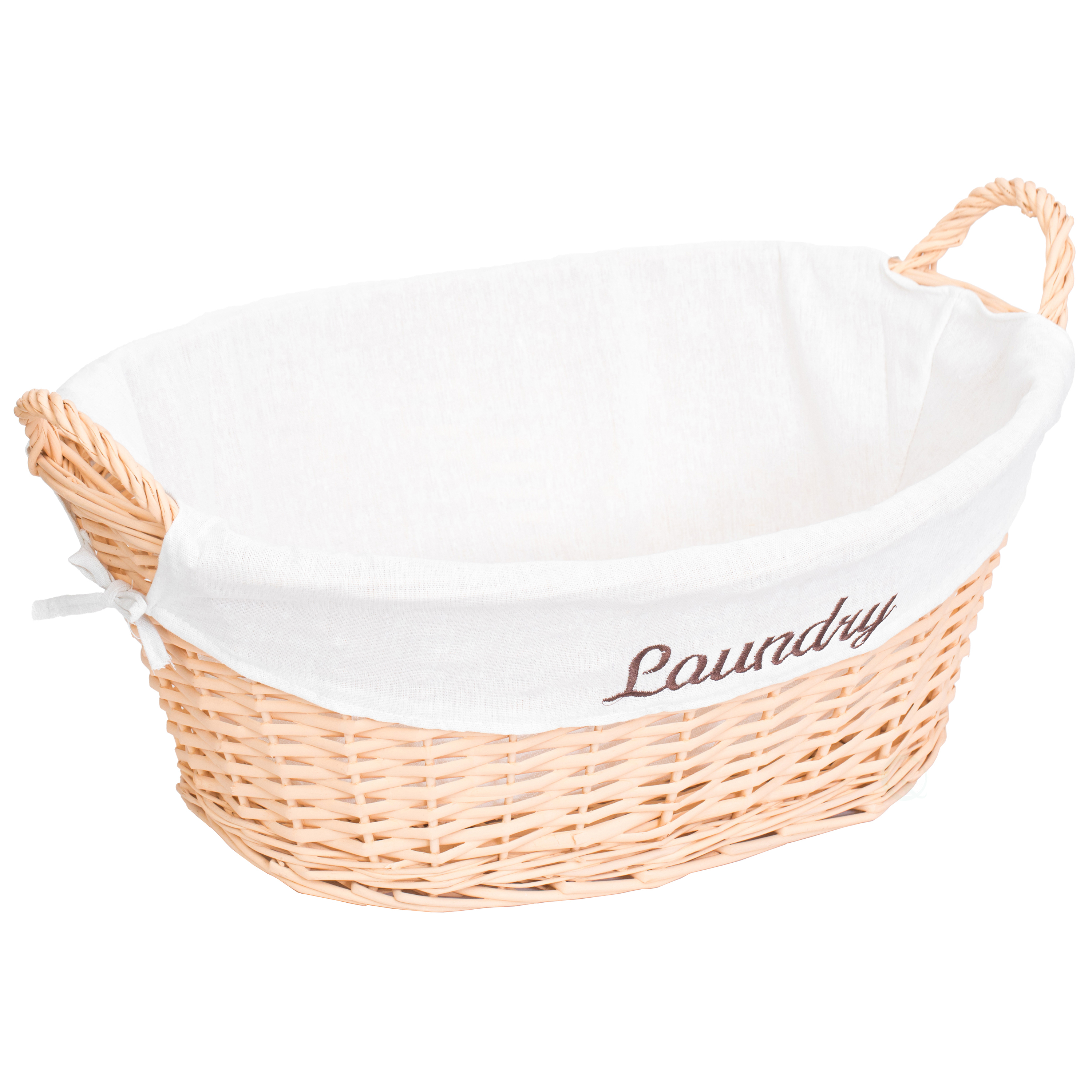 Willow Laundry Hamper Basket With Liner And Side Handles