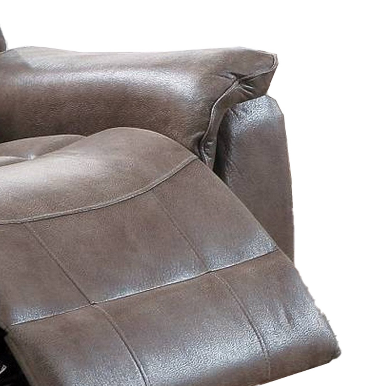 Fabric Manual Recliner Chair With Pillow Top Arms, Brown- Saltoro Sherpi