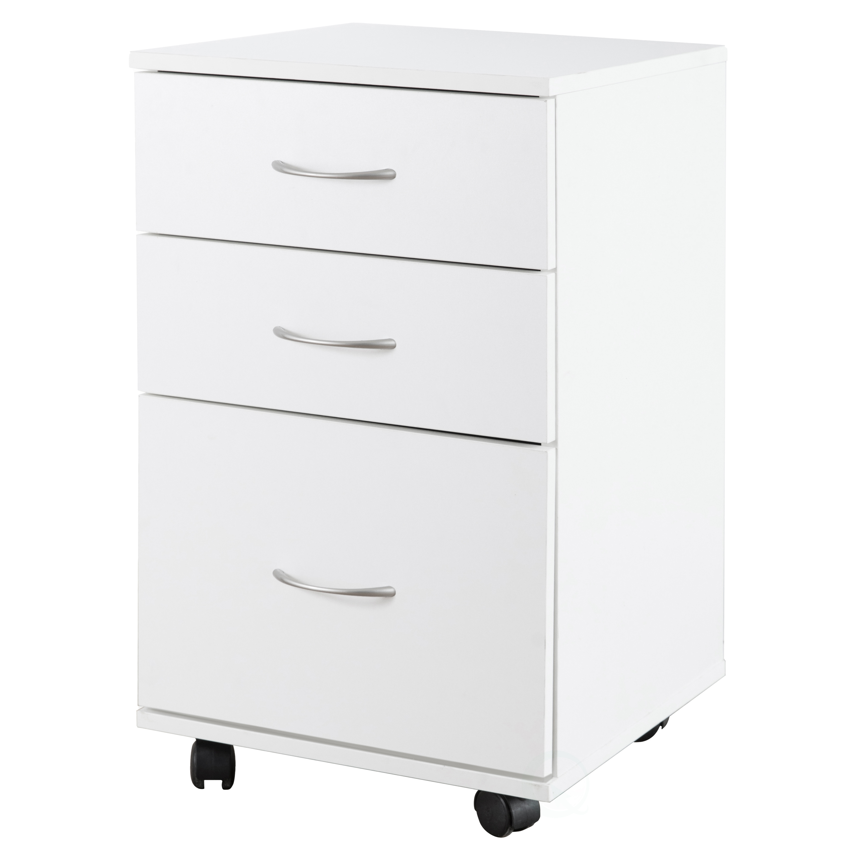 Office File Cabinet 3 Drawer Chest With Rolling Casters - White