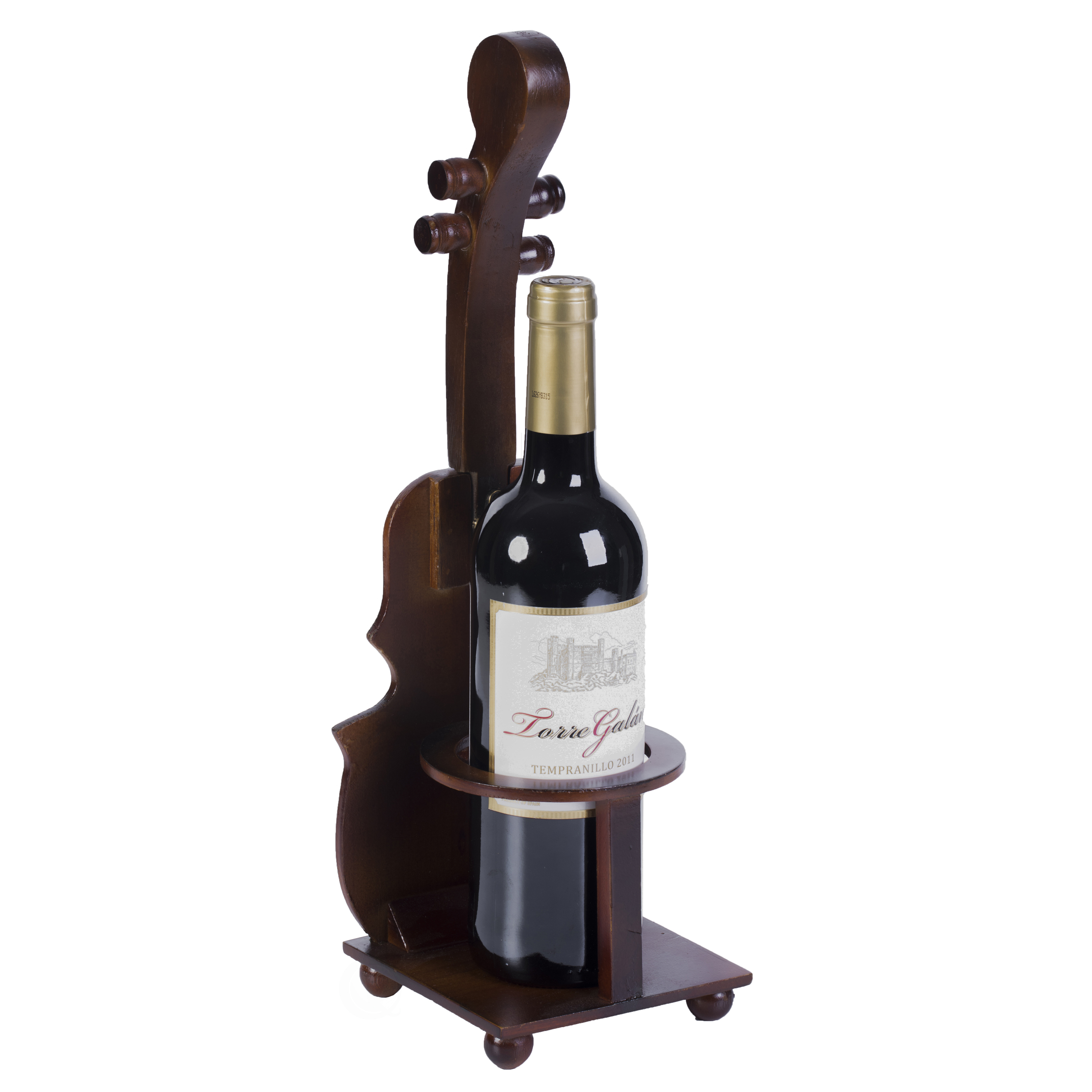 Brown Violin Cello Shaped Vintage Decorative Single Bottle Wine Holder