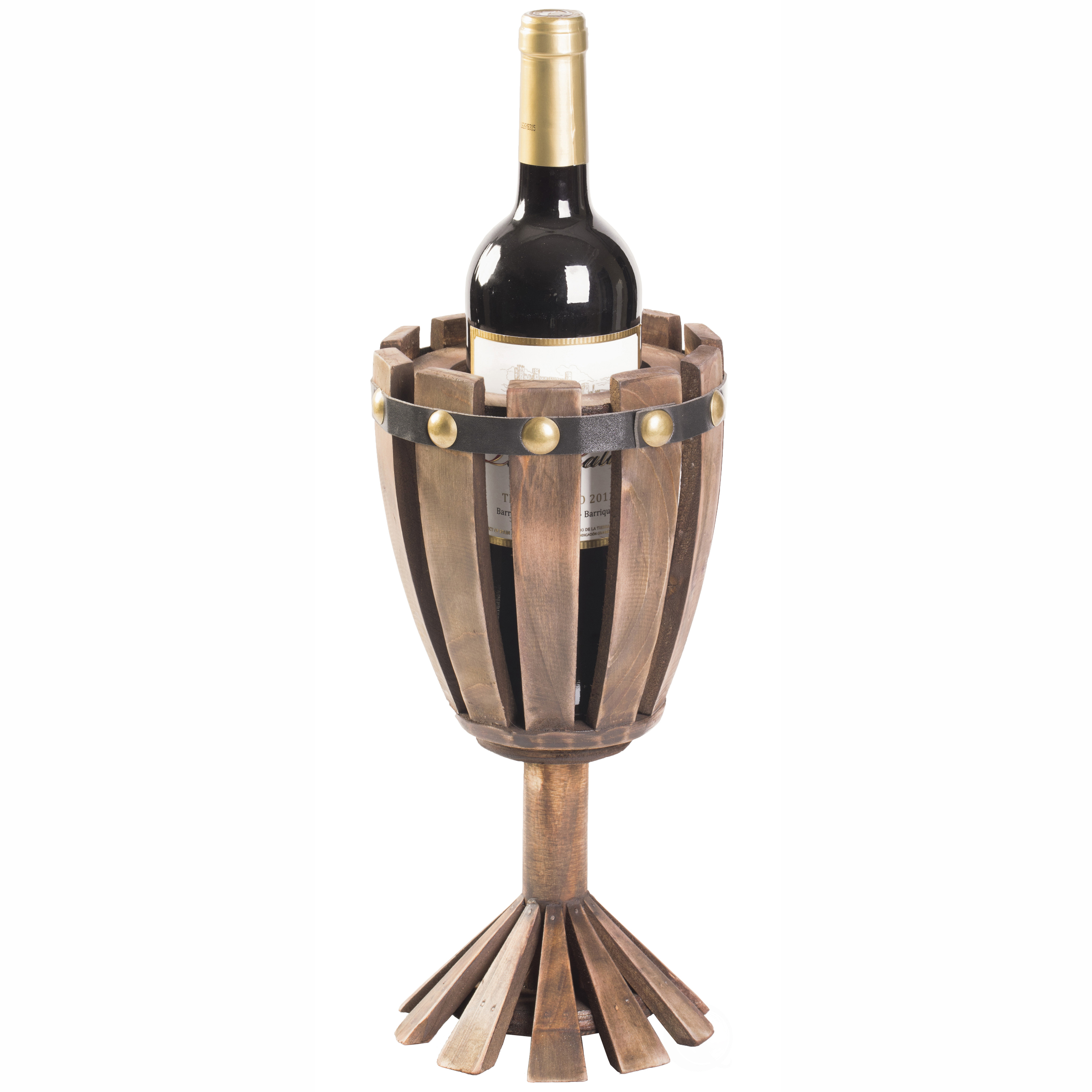 Wooden Wine Goblet Shaped Vintage Decorative Single Bottle Wine Holder