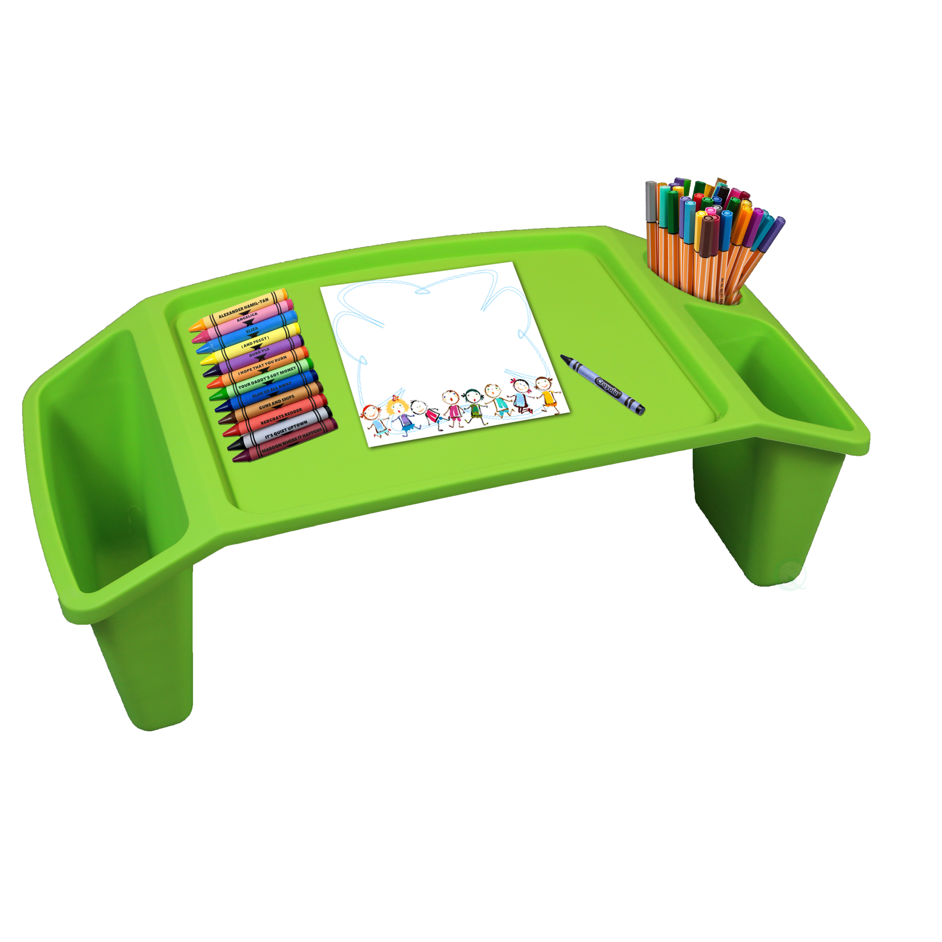 Kids Lap Desk Tray Portable Activity Table - Single Green