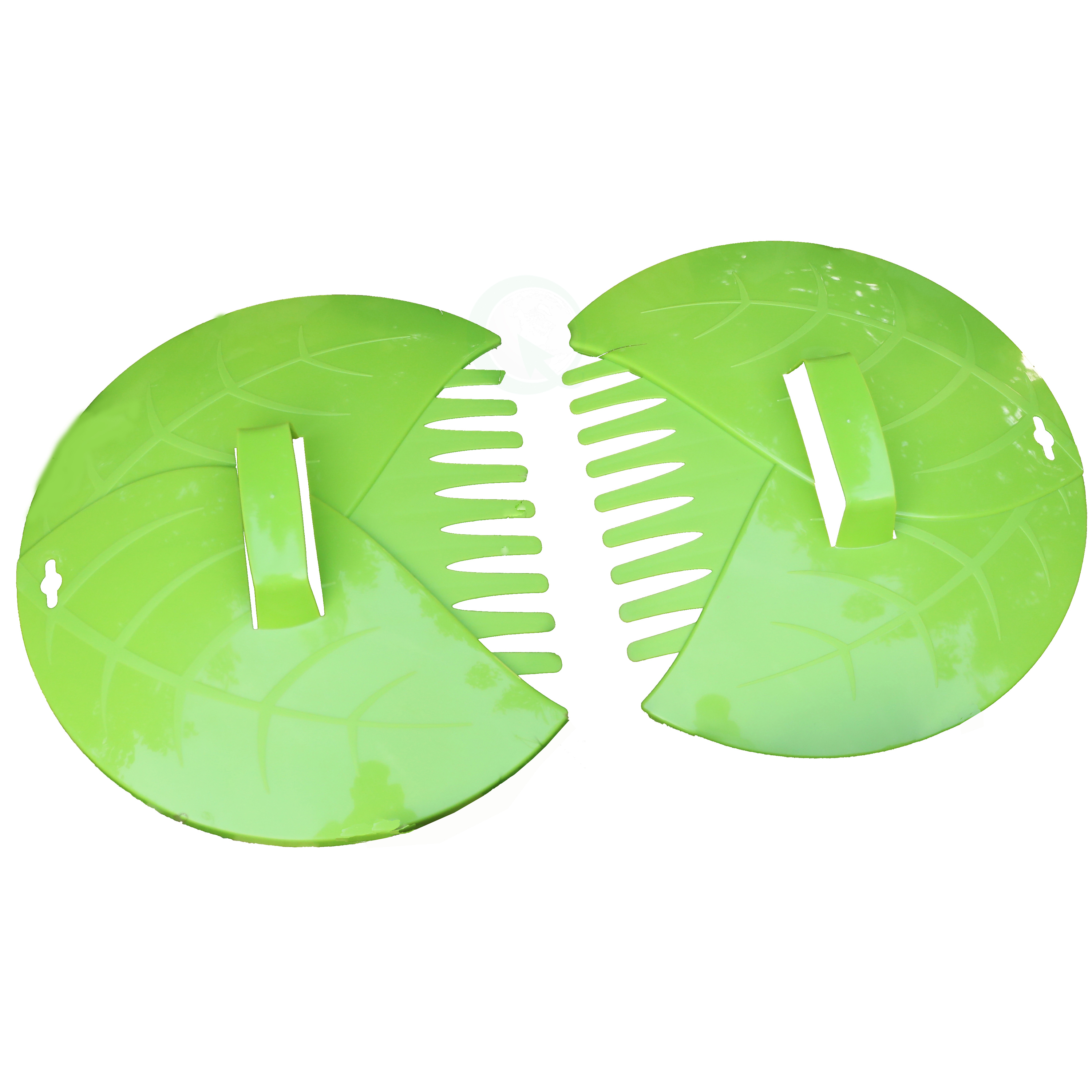 Decorative Pair Of Leaf Scoops, Hand Rakes For Lawn And Garden Cleanup - Green