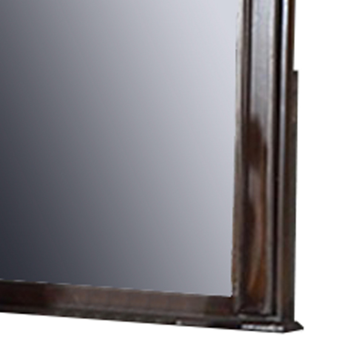 Scalloped Crown Top Wooden Frame Wall Mirror With Molded Details, Brown- Saltoro Sherpi