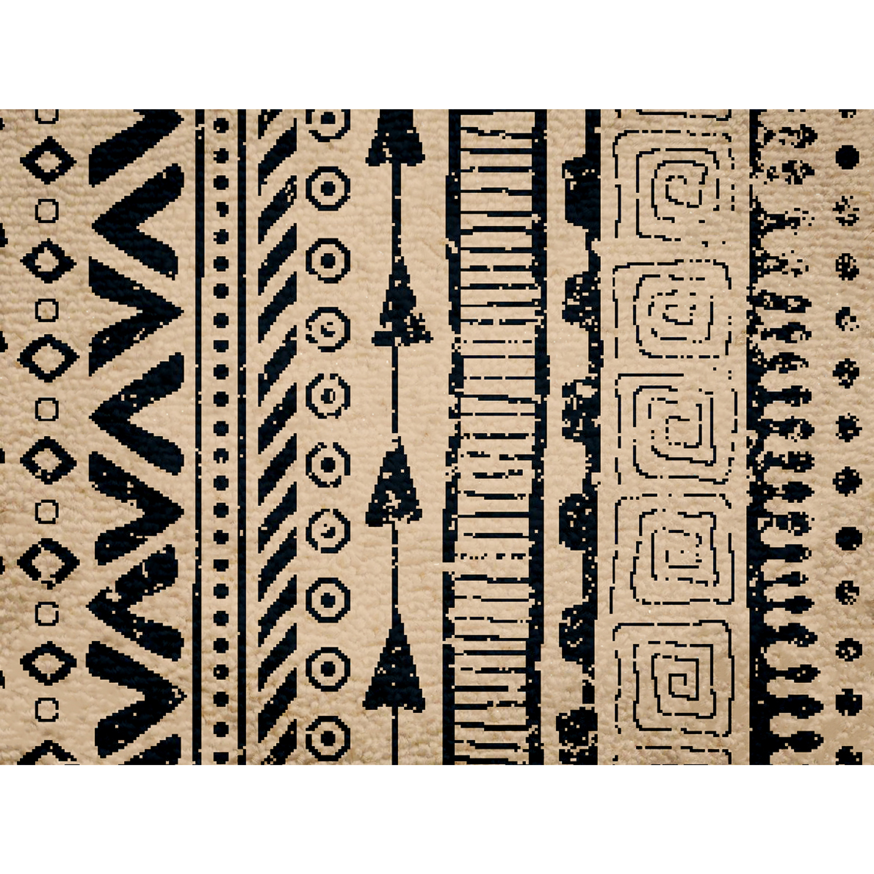 Deerlux Boho Living Room Area Rug With Nonslip Backing, Bohemian Tribal Print Pattern - 4 X 6
