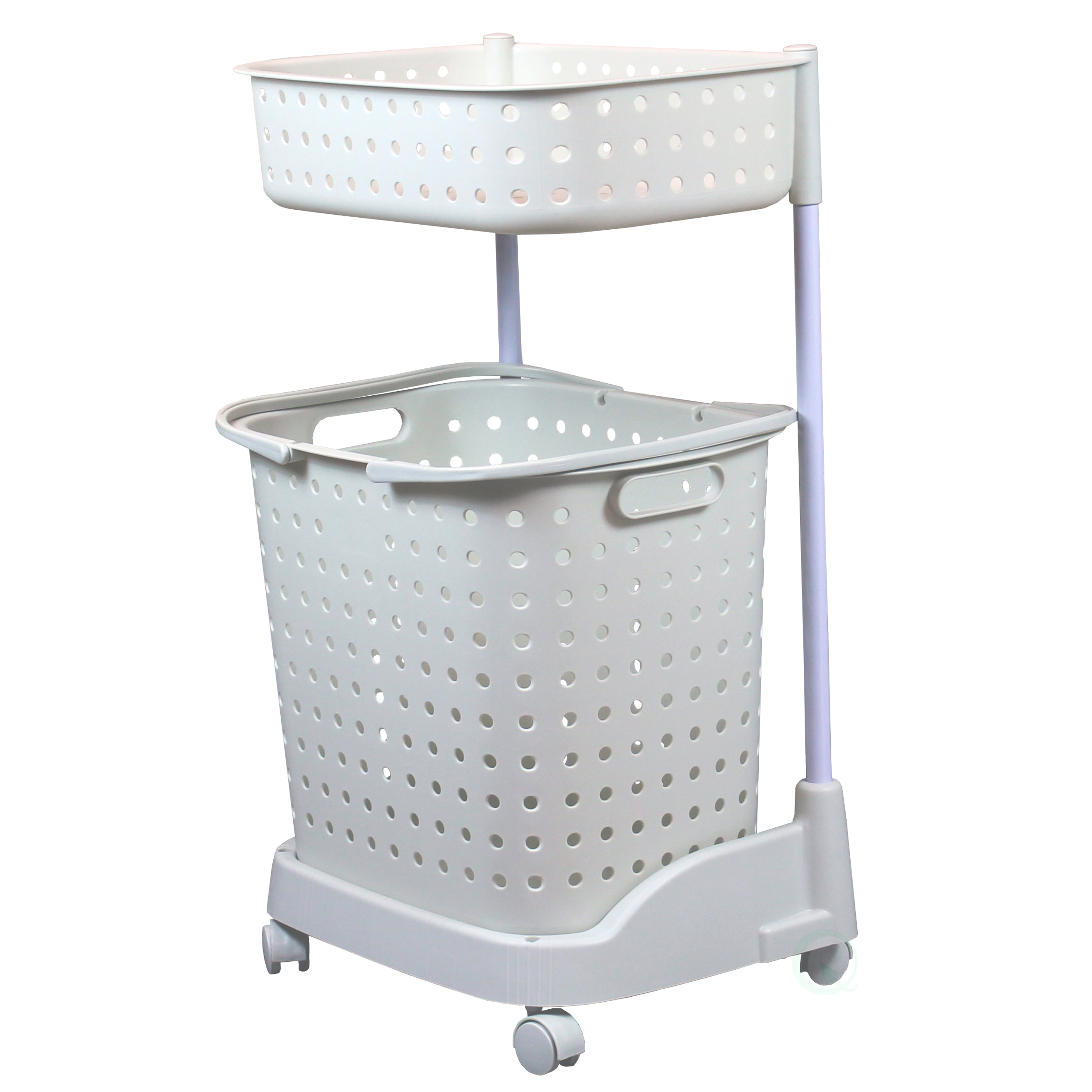 2 Tier Plastic Laundry Basket with Wheels