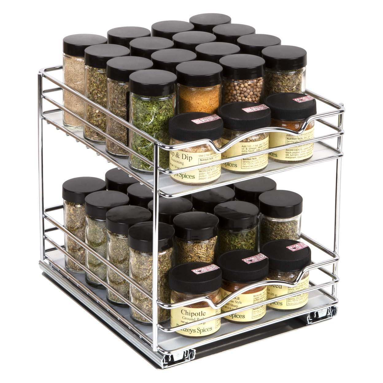 Spice Rack Organizer For Cabinet - Pull Out Double Tier Spice Rack 8-3/8W X 10-3/8D