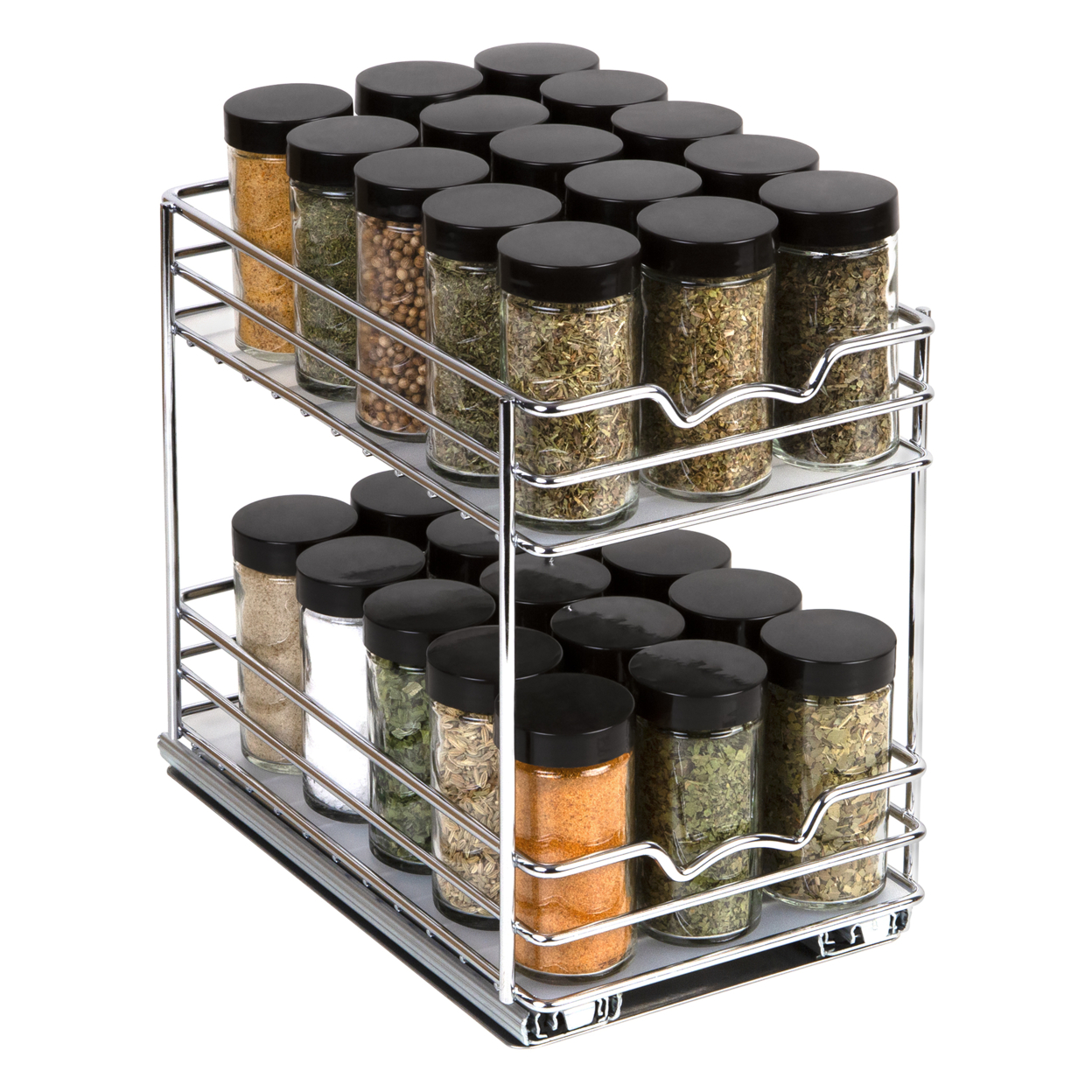 Spice Rack Organizer For Cabinet - Pull Out Double Tier Spice Rack 6-3/8W X 10-3/8D