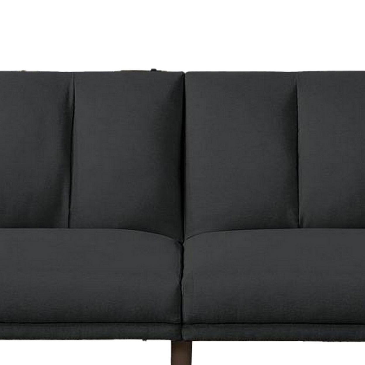 Adjustable Upholstered Sofa With Track Armrests And Angled Legs, Gray- Saltoro Sherpi