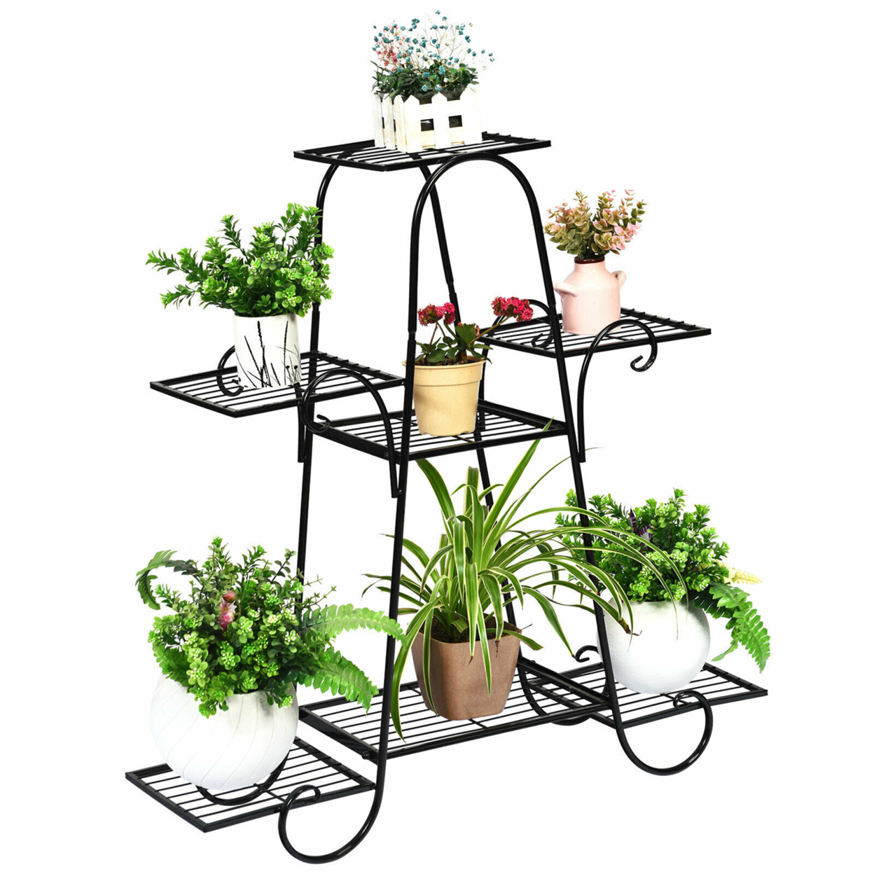 7 Tier Plant Stand Metal Shelf Multilayer Potted Display Rack Patio Garden