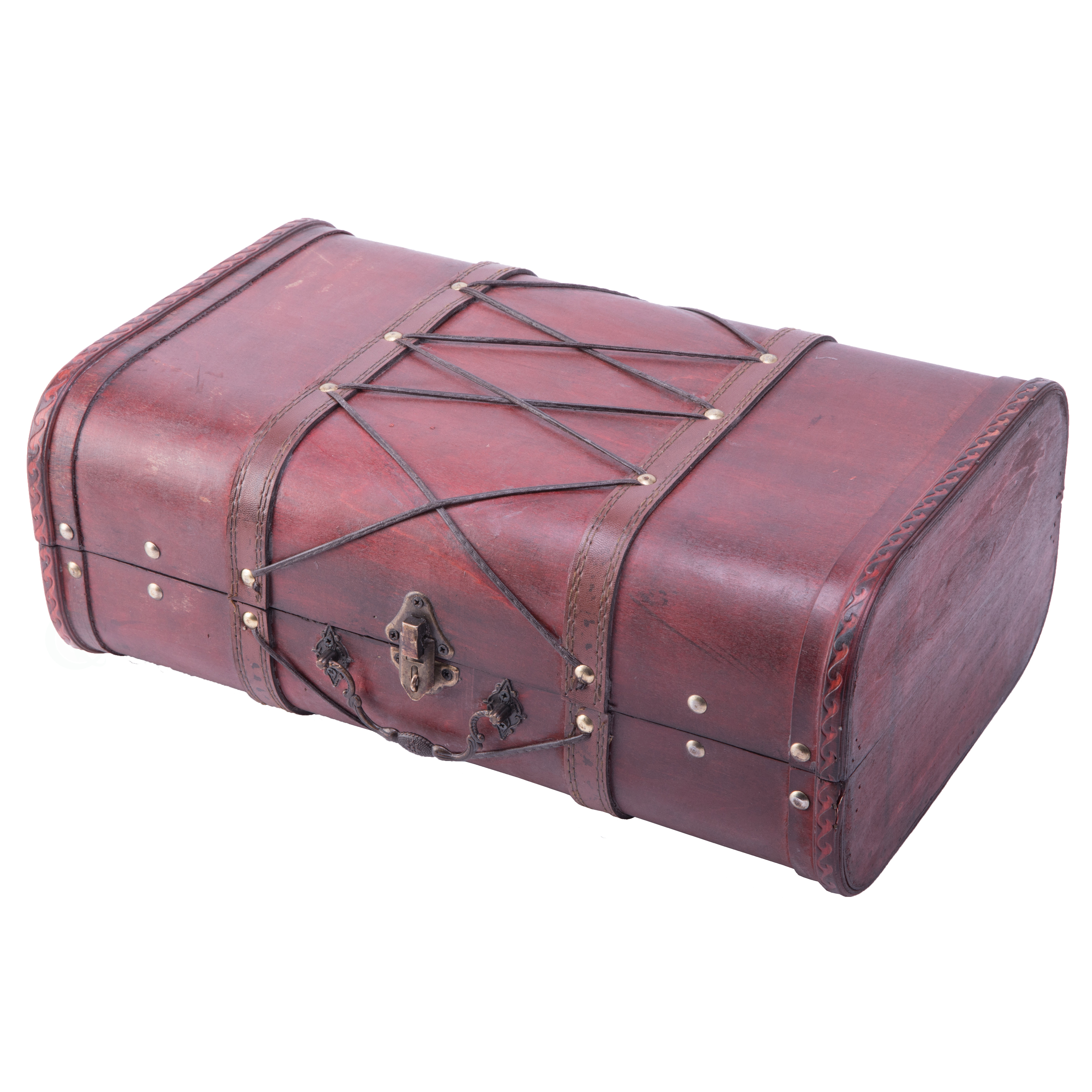 Pirate Style Cherry Vintage Wooden Luggage With X Design
