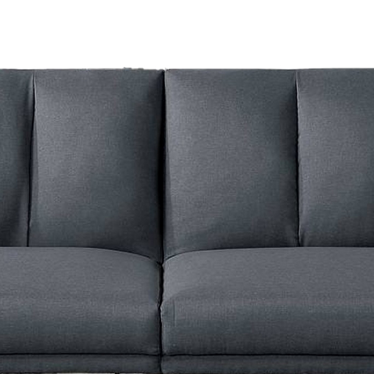 Adjustable Upholstered Sofa With Track Armrests And Angled Legs, Light Gray- Saltoro Sherpi