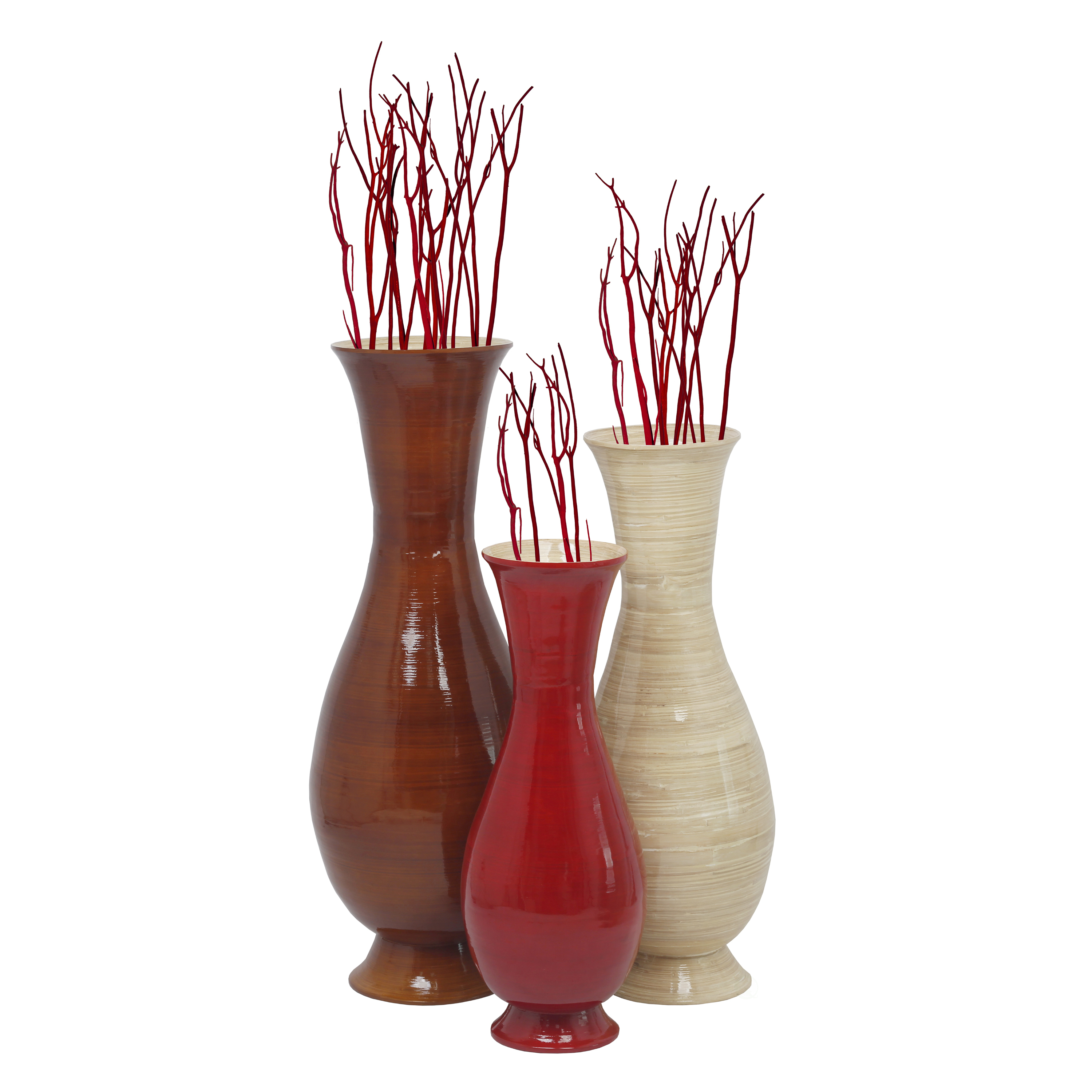 Tall Modern Decorative Floor Vase: Handmade, Natural Bamboo Finish, Contemporary Home DÃ©cor, Handcrafted Bamboo, Elegant Interior Design - L