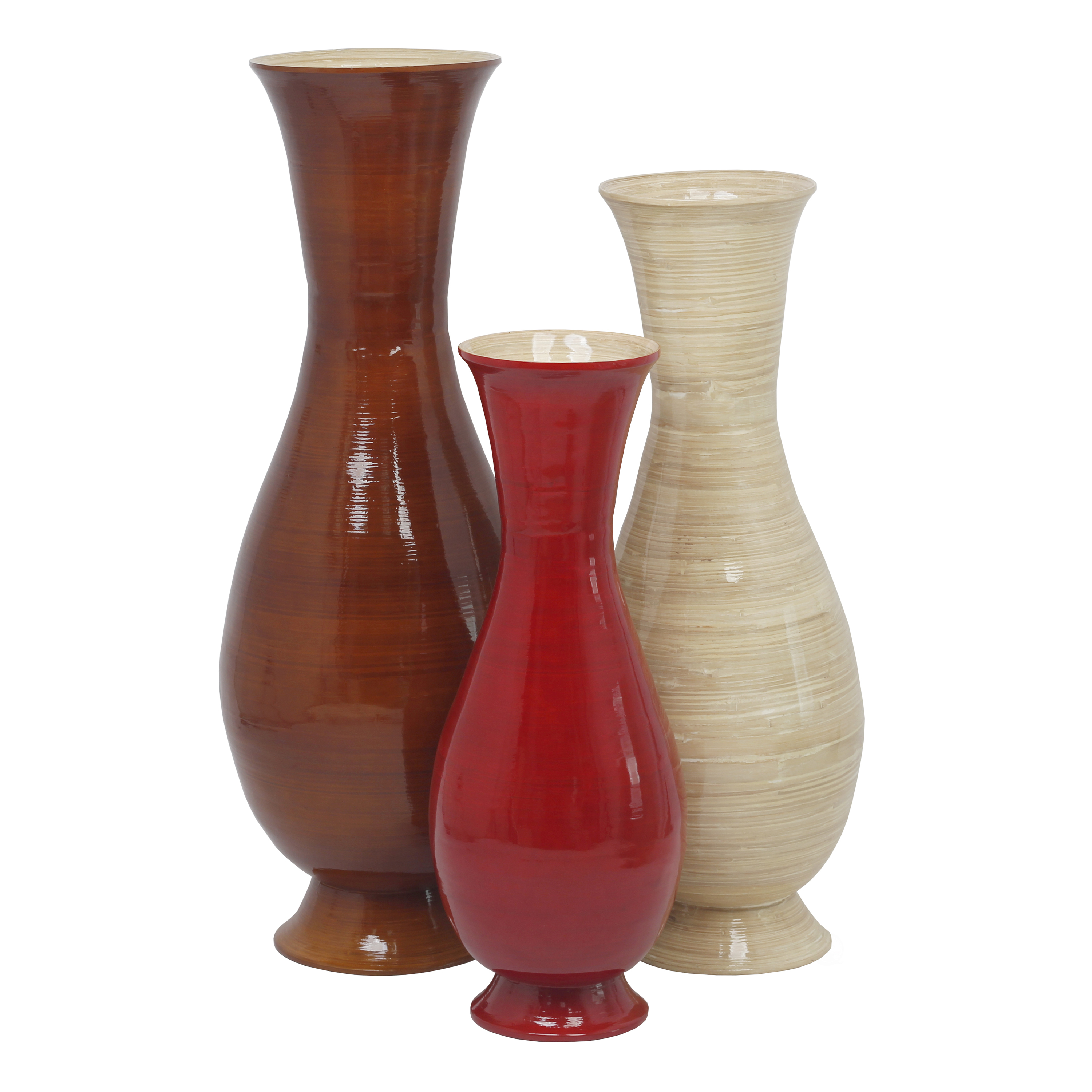 Tall Modern Decorative Floor Vase: Handmade, Natural Bamboo Finish, Contemporary Home DÃ©cor, Handcrafted Bamboo, Elegant Interior Design - M