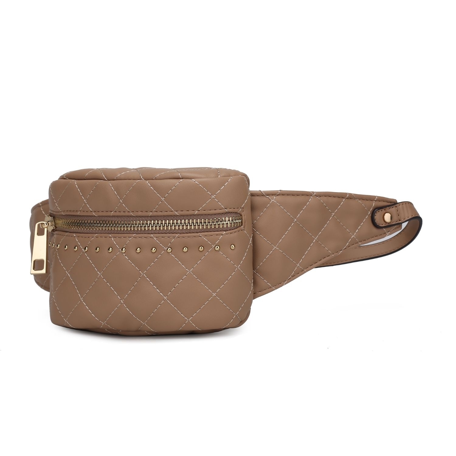MKF Collection Camilla Quilted Belt Waist Handbag By Mia K. - Taupe