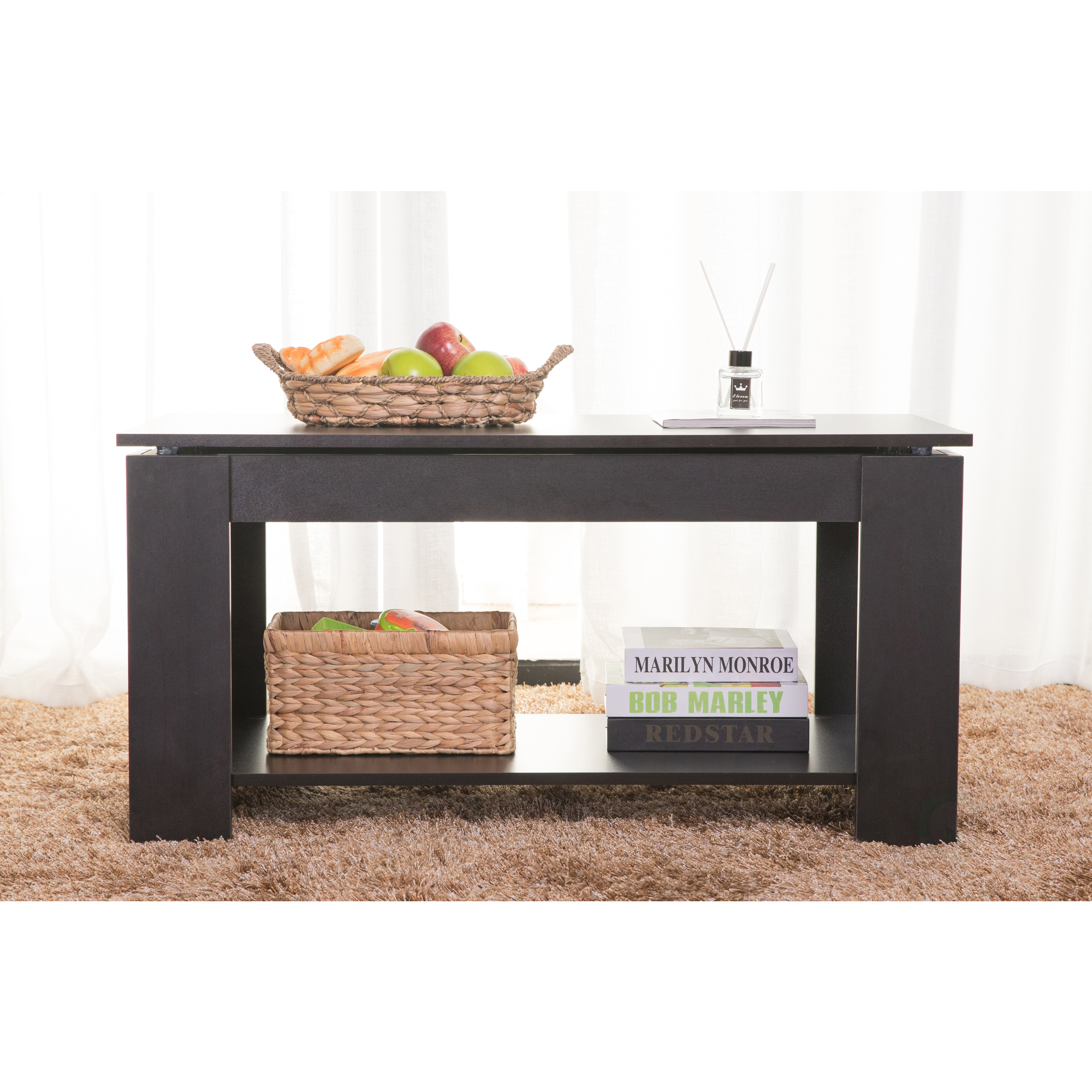 Modern Wood Coffee Table With Lift Tabletop - White