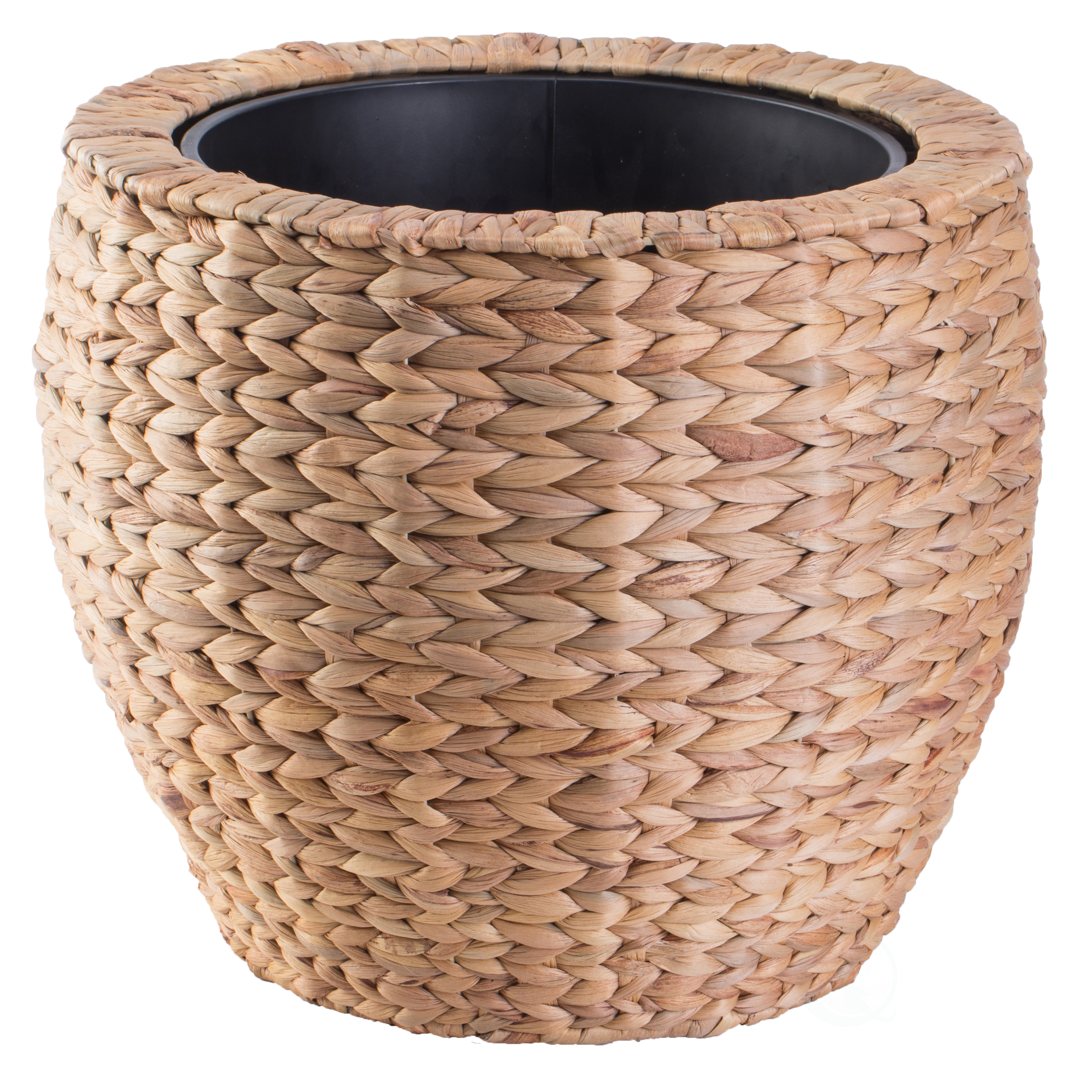 Water Hyacinth Round Floor Planter With Metal Pot - Large
