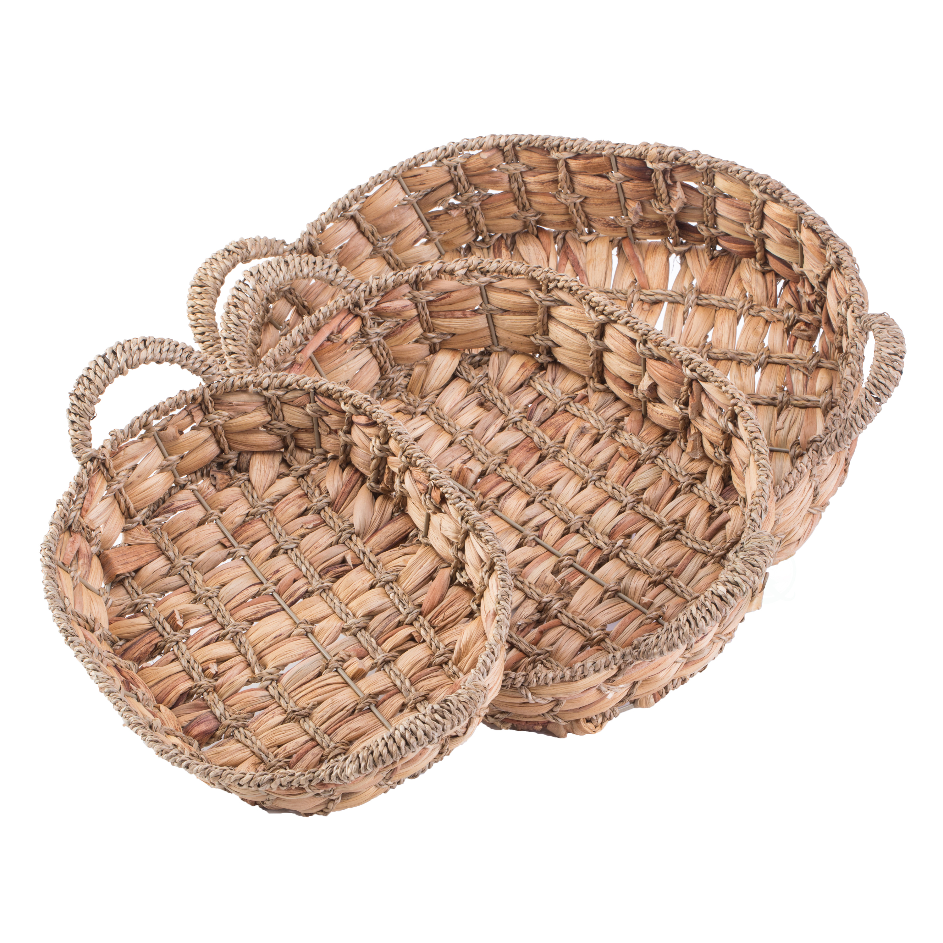 Seagrass Fruit Bread Basket Tray With Handles - Medium