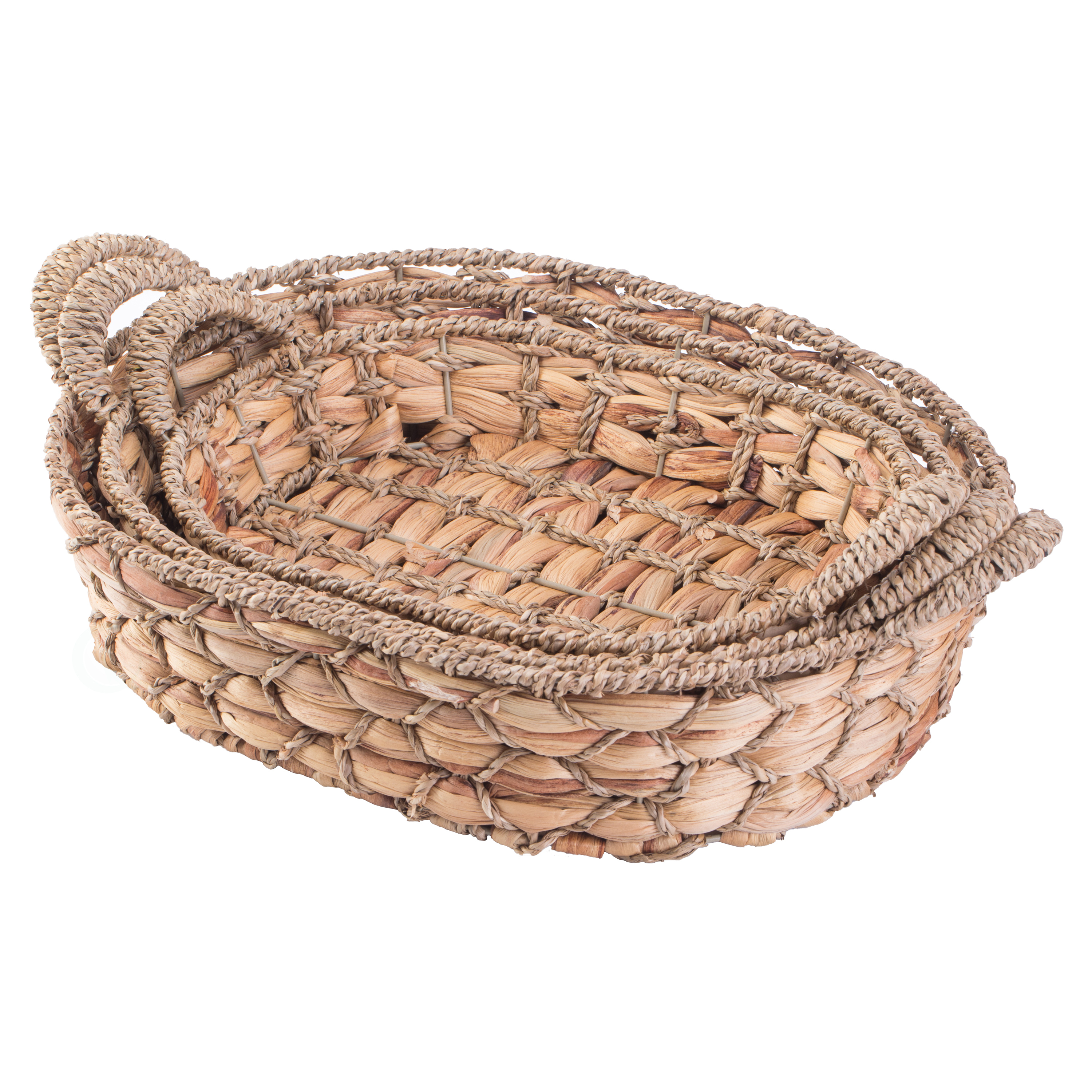 Seagrass Fruit Bread Basket Tray With Handles - Medium