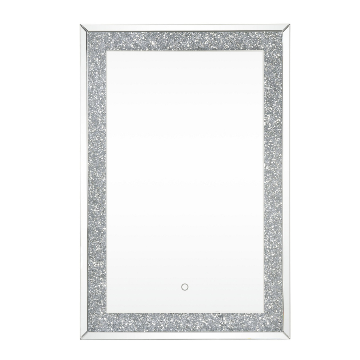 Rectangular Beveled Wall Mirror With Touch Led, Silver- Saltoro Sherpi