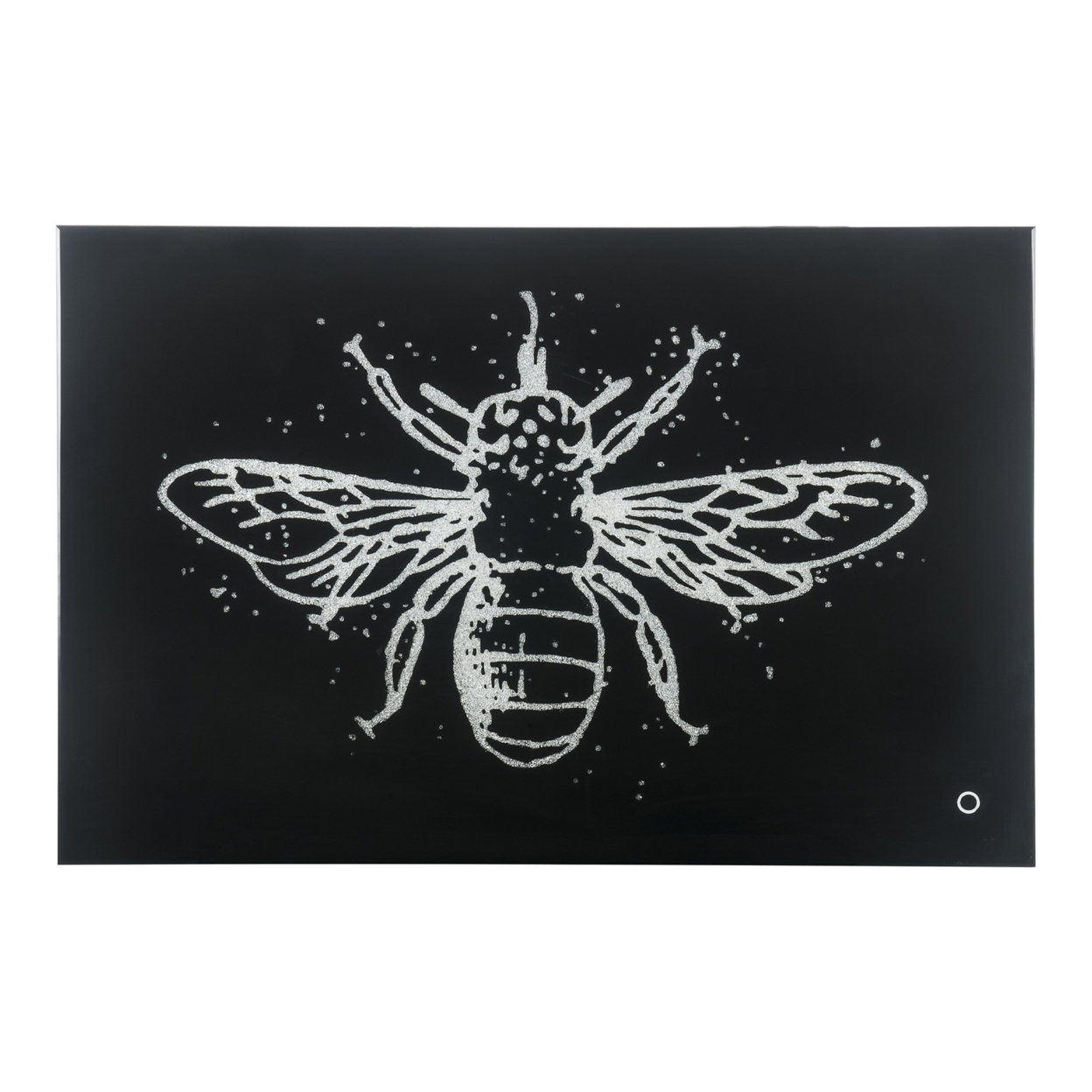 Rectangular Butterfly Wall Art With LED, Black And Silver- Saltoro Sherpi