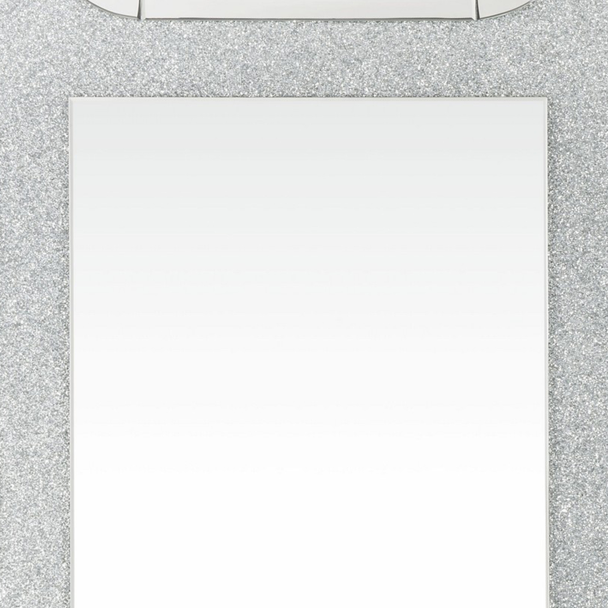 Rectangular Beveled Wall Mirror With Faux Diamond Inlays, Silver- Saltoro Sherpi
