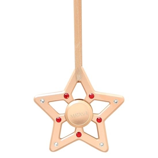 (Qty 2) Matashi Rose Gold Hanging Christmas Tree Star Ornament W/ Matashi Crystals, Christmas Decorations For Holiday, Tree Ornaments, Shiny