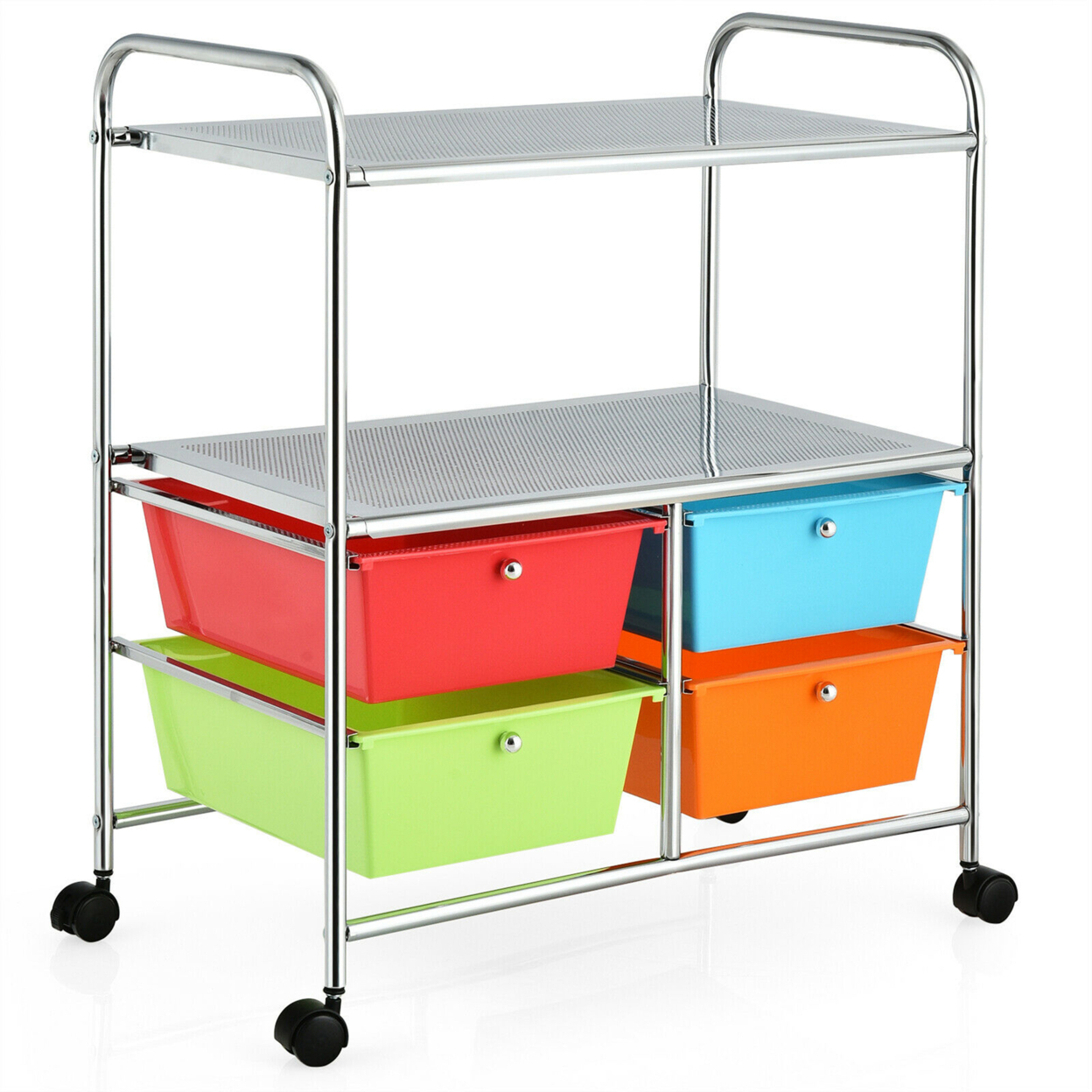 4 Drawers Rolling Storage Cart Metal Rack Shelf Home Office Furniture Multicolor