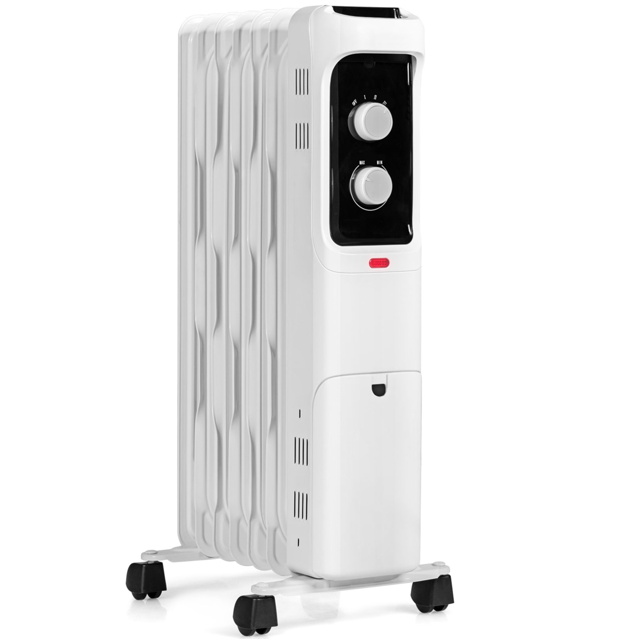 1500W Oil Filled Radiator Heater Space Heater W/ 3 Heat Settings Black/White - White