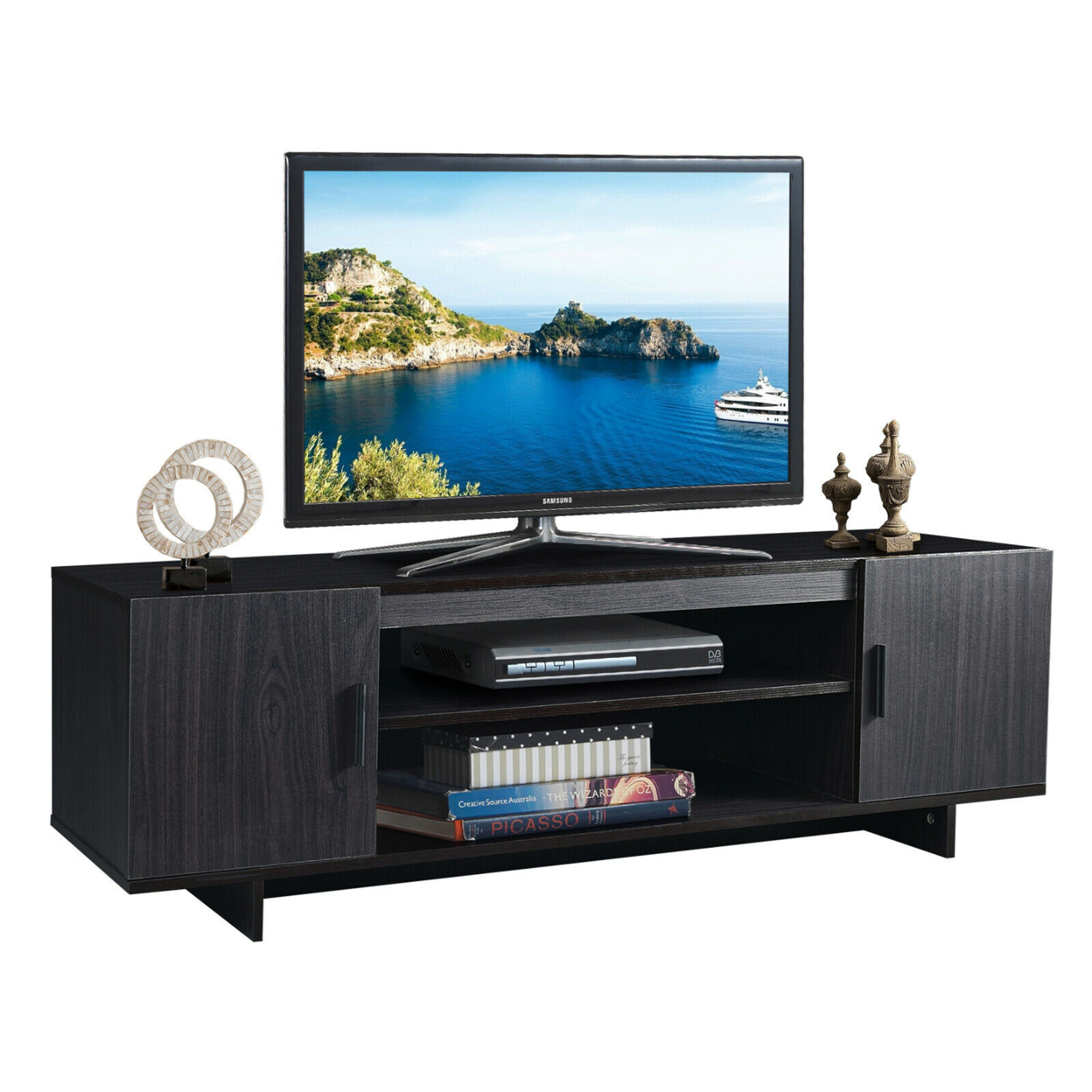 Modern TV Stand Media Entertainment Center For TV's Up To 65'' W/Storage Cabinet