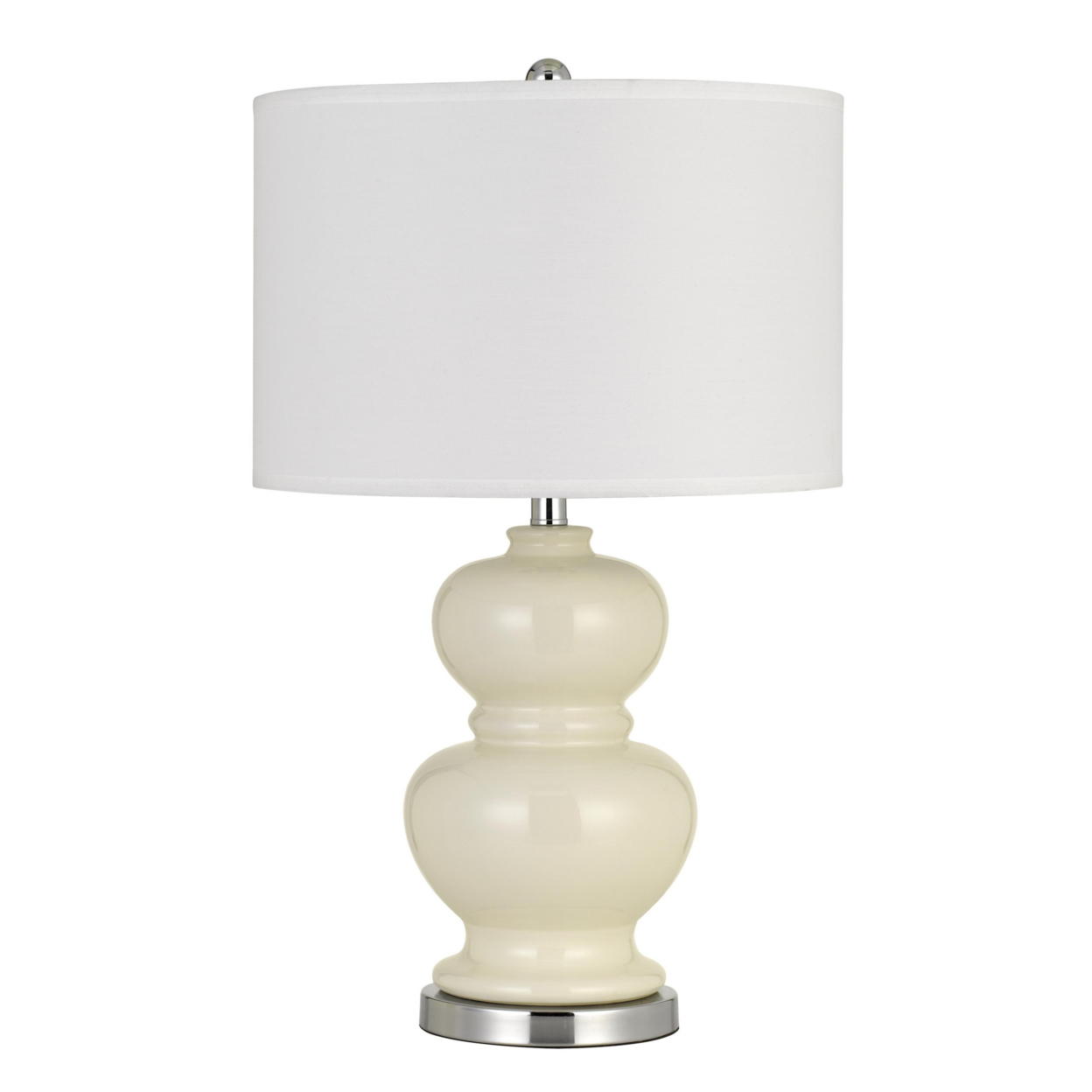 27 Ceramic Table Lamp With Hardback Style Shade, White And Silver- Saltoro Sherpi