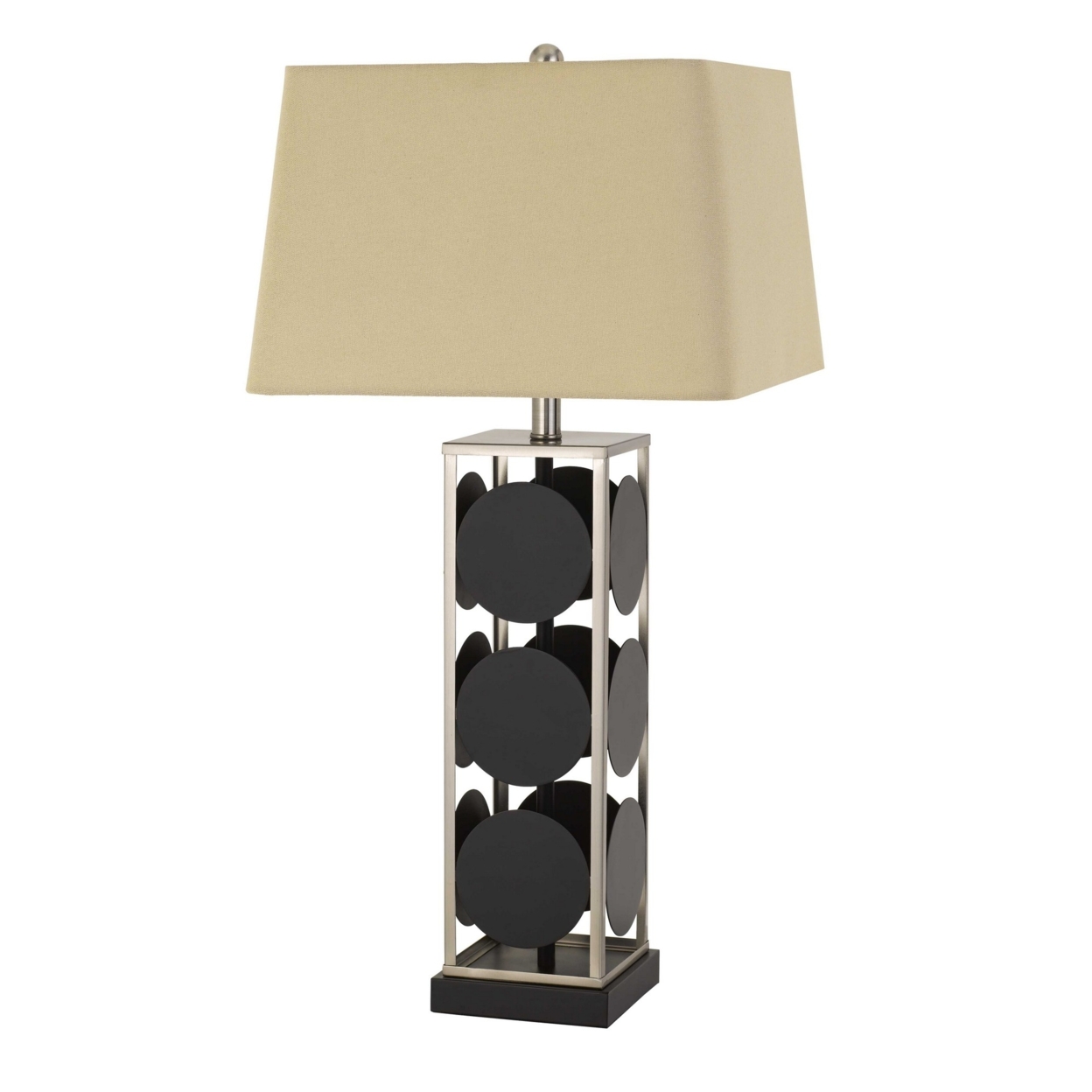 31.5 Metal Table Lamp With Geometric Accents, Black And Silver- Saltoro Sherpi