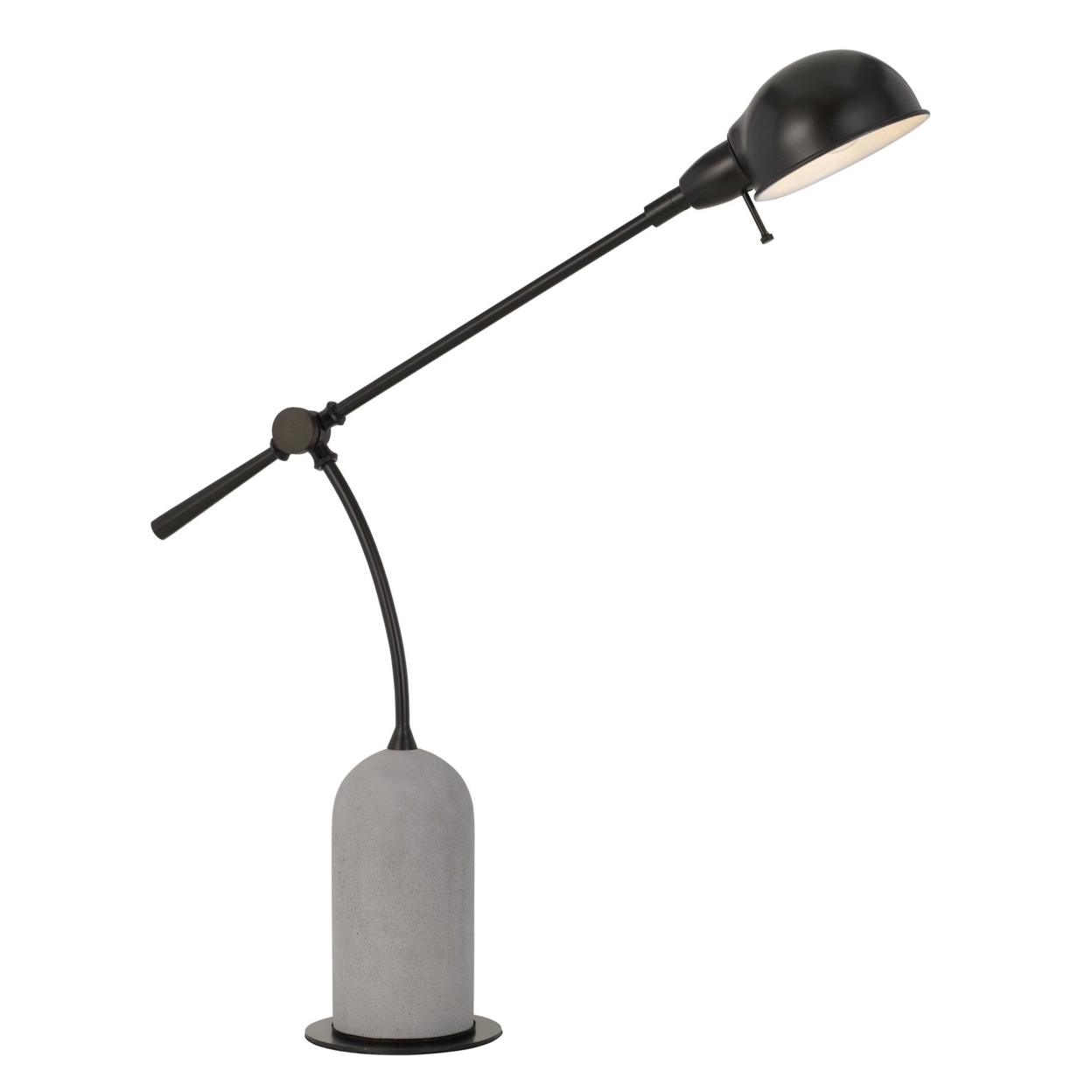 38 Metal Arm Desk Lamp With Cement Base, Black And White- Saltoro Sherpi