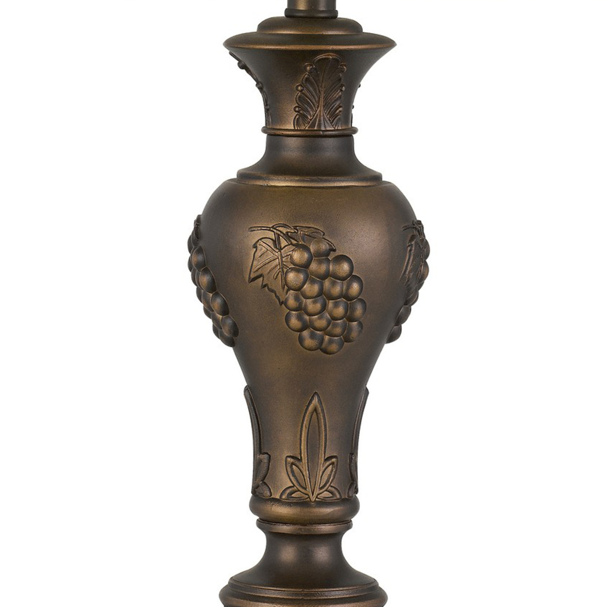 Metal Vase Design Base Table Lamp With Carved Accents, Antique Brass- Saltoro Sherpi