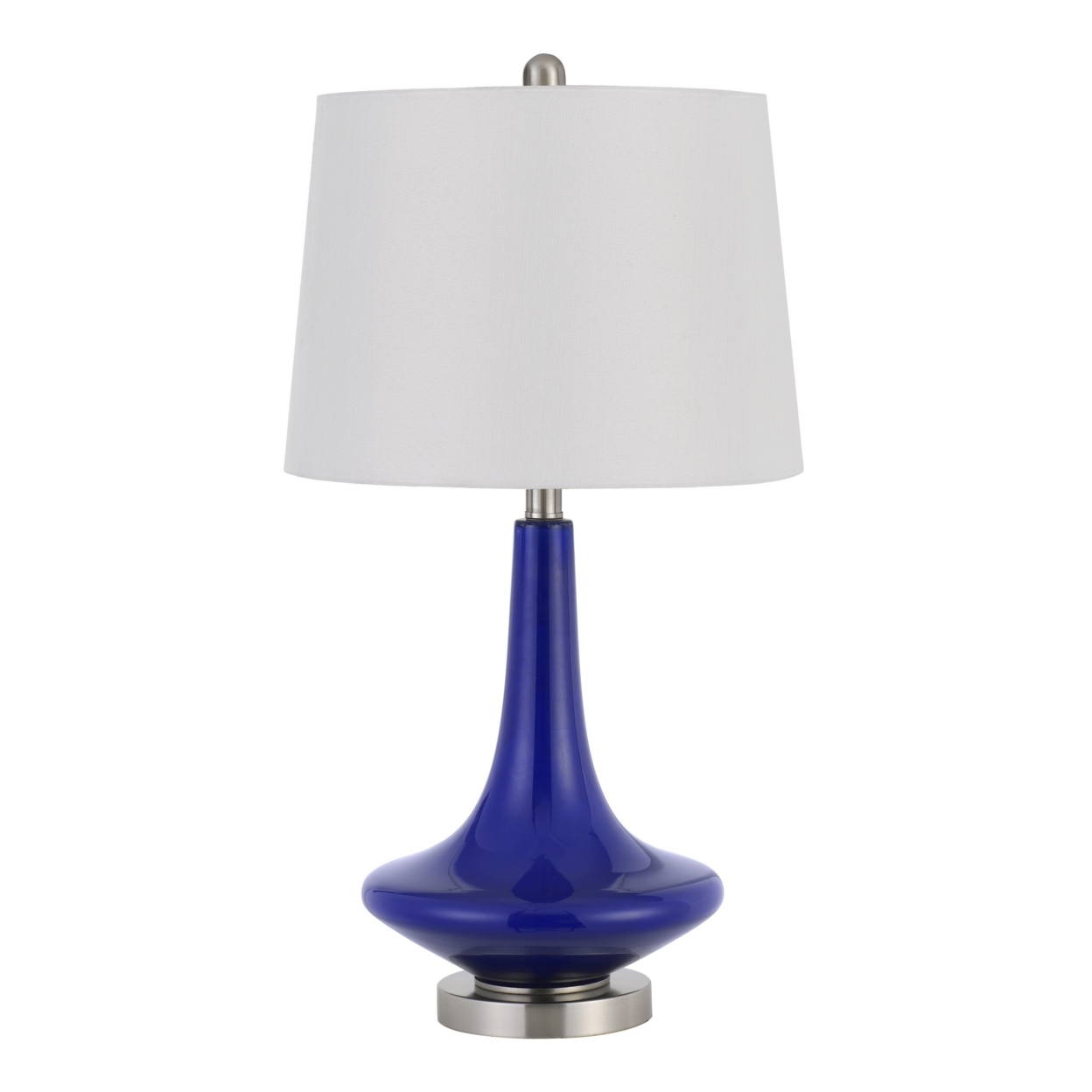 Pot Bellied Shape Glass Table Lamp, Set of 2, Blue- Saltoro Sherpi