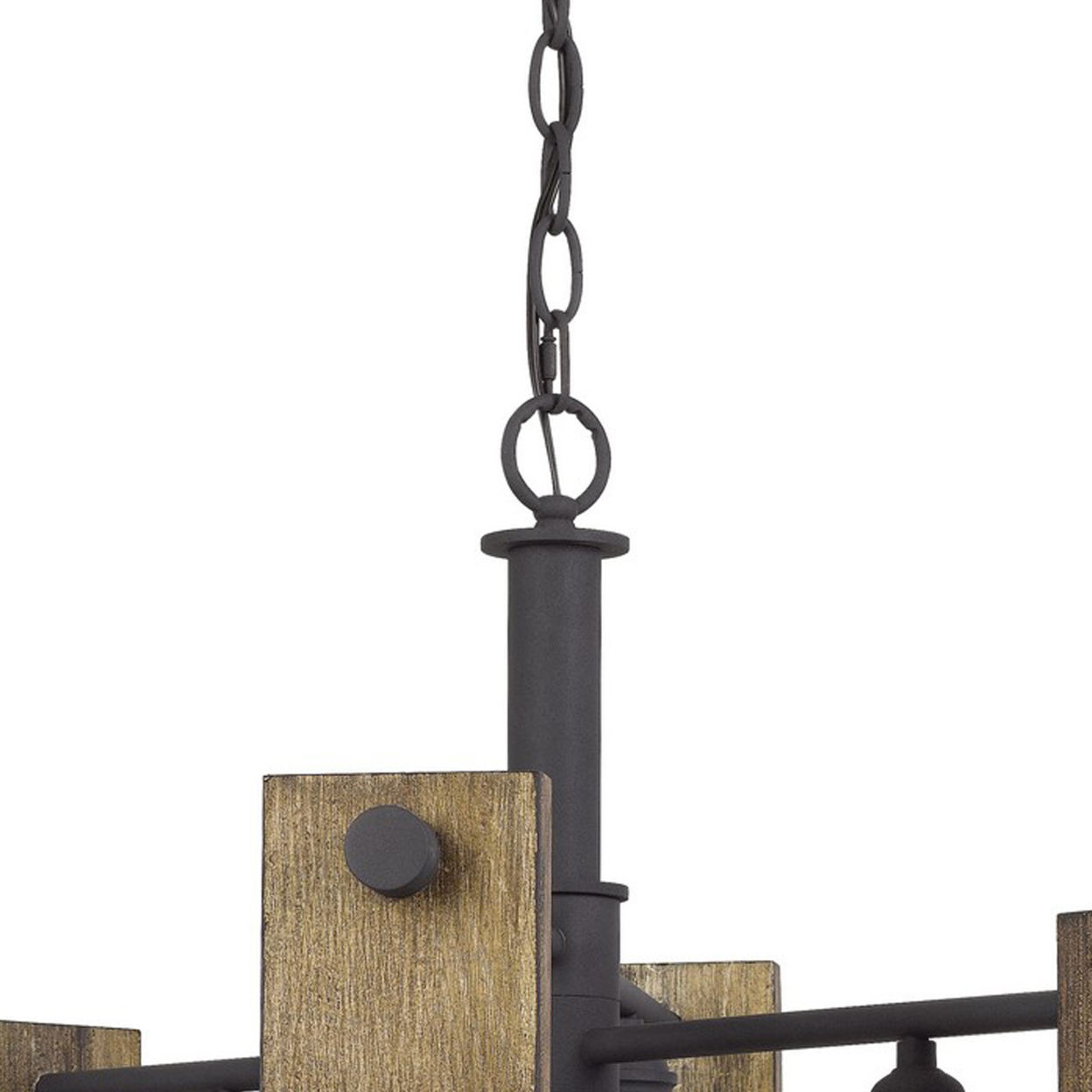 Gyroscopic Design Wooden Chandelier With Metal Support, Brown- Saltoro Sherpi