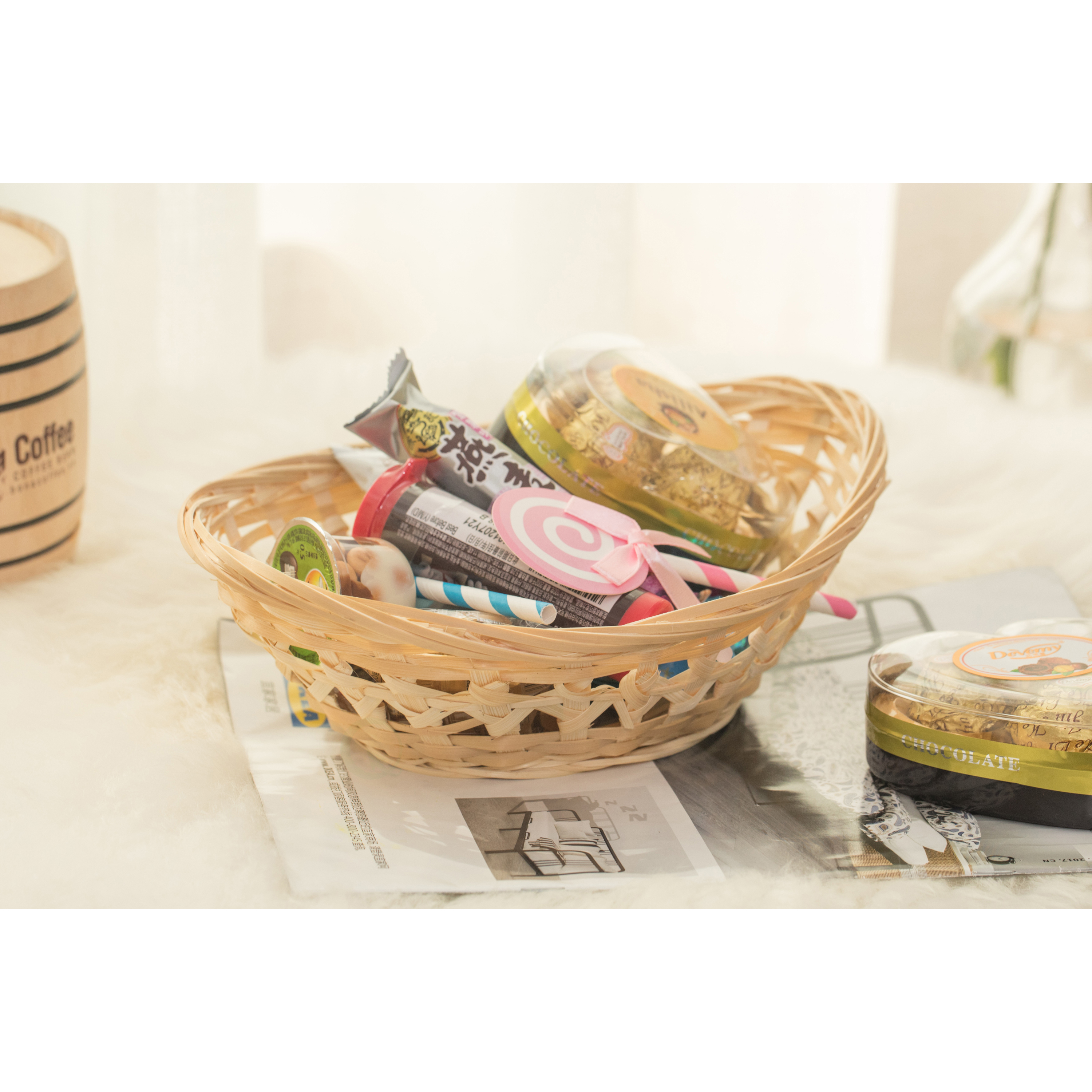 Set Of 5 Natural Bamboo Oval Storage Bread Basket Storage Display Trays