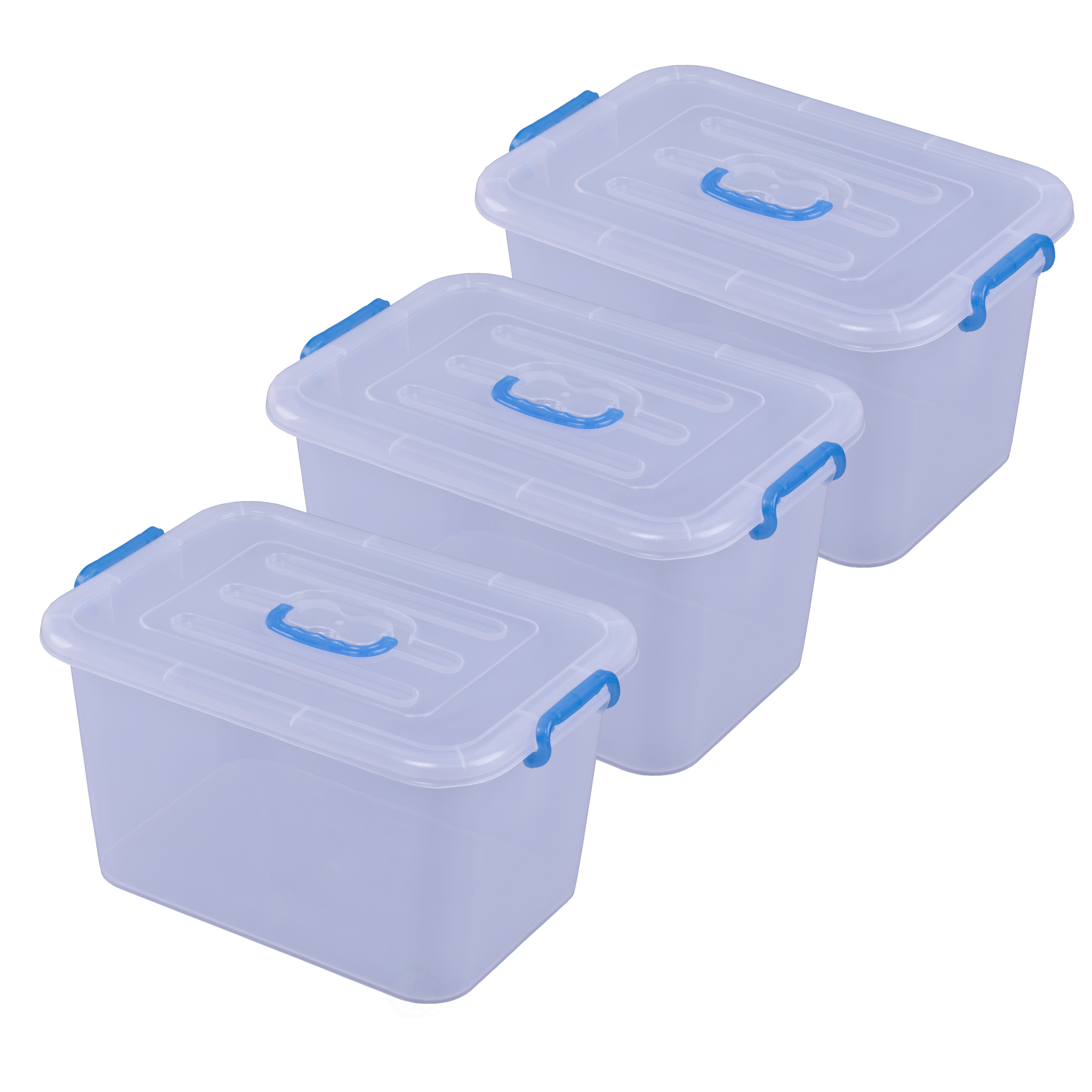 Large Clear Storage Container With Lid and Handles - Set of 3