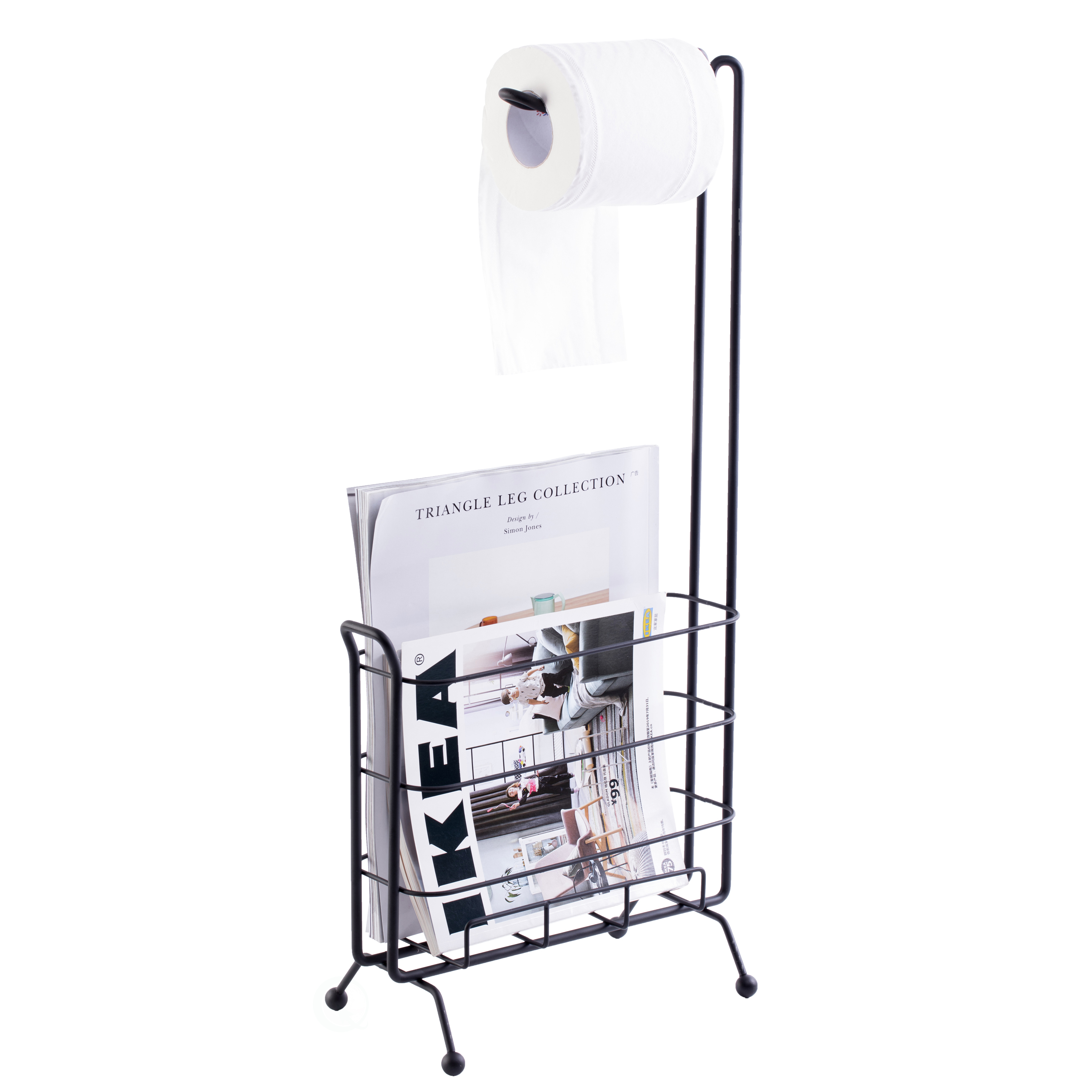 Metal Toilet Paper Holder with Magazine Rack