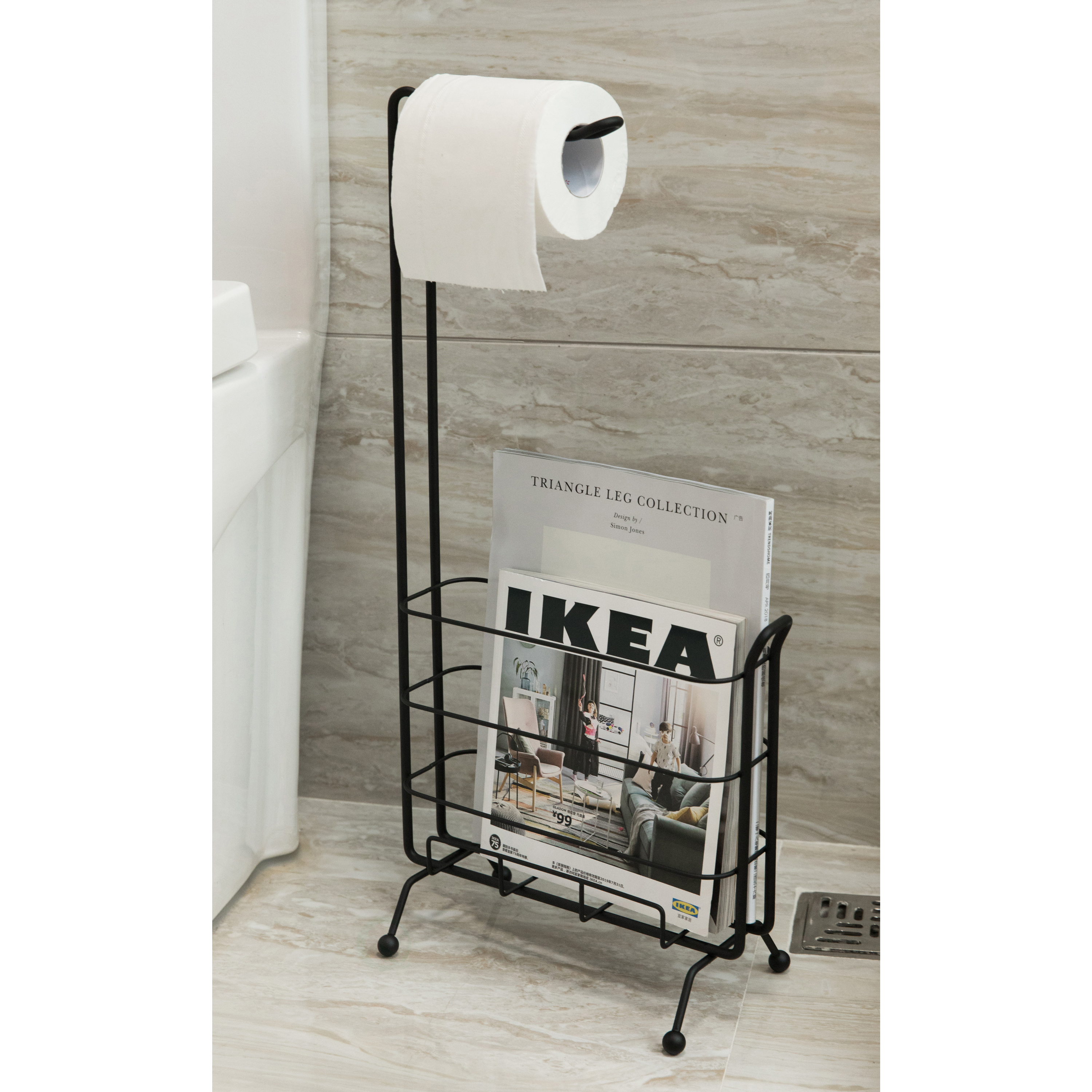 Metal Toilet Paper Holder With Magazine Rack