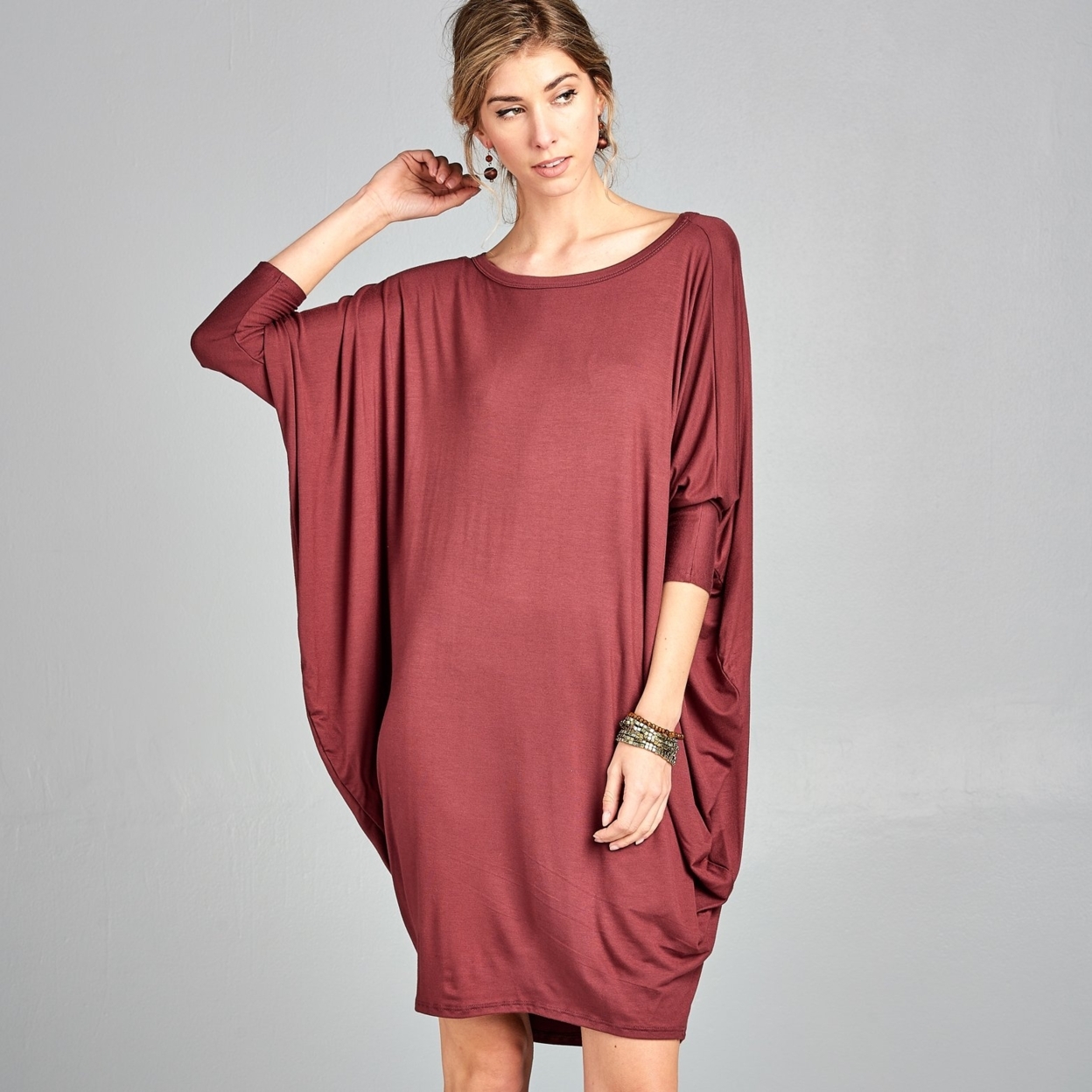 Dolman Cocoon Dress - Red Brown, Small (2-8)