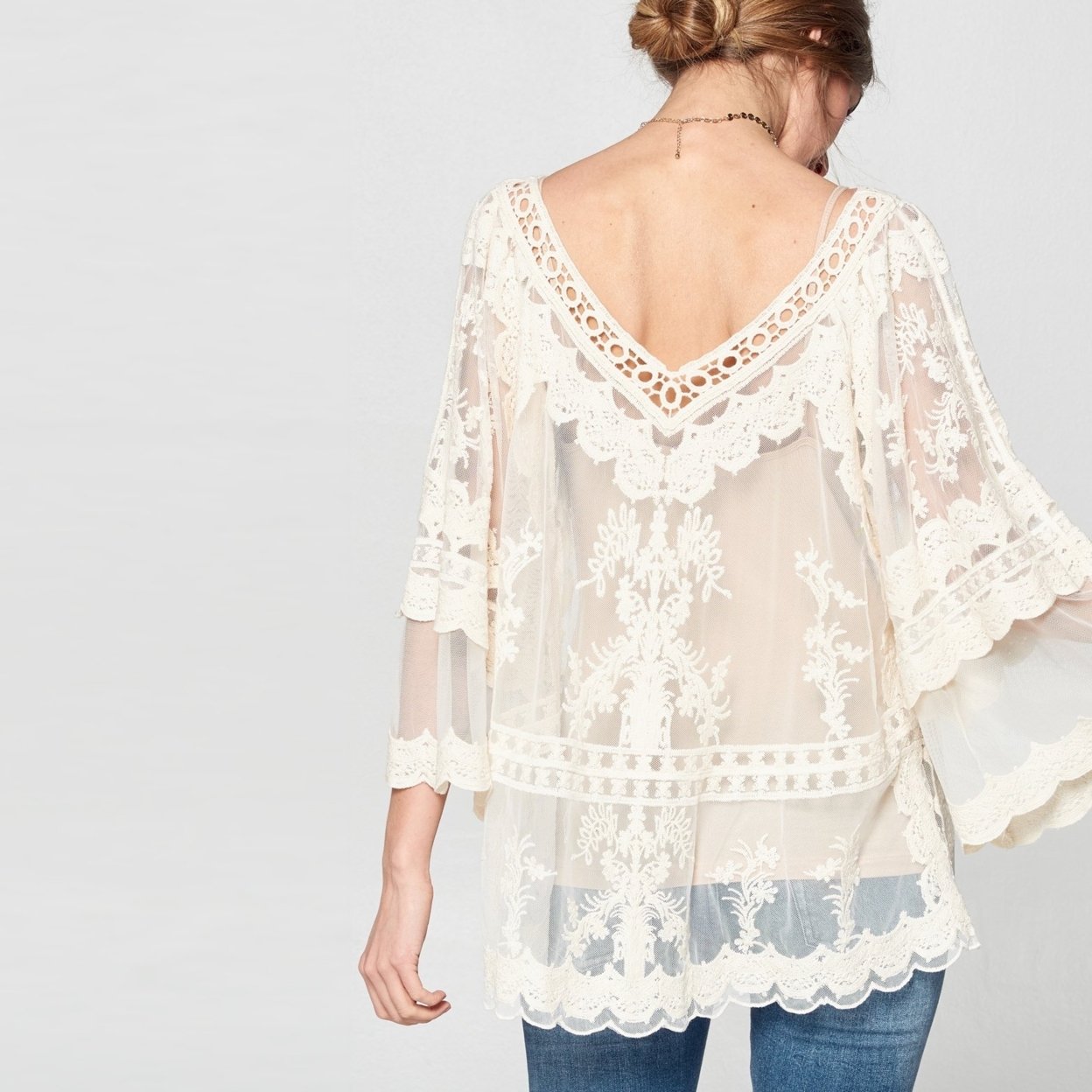 Embroidered Fleur Lace Top - Ivory, Medium (8-10)