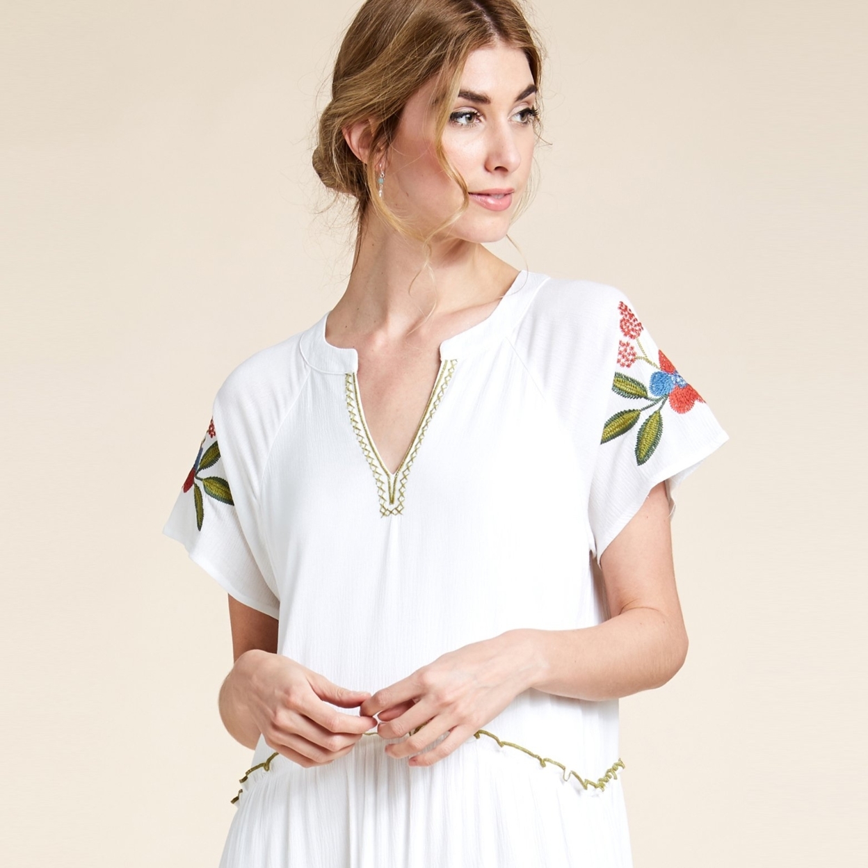 Embroidery Weekend Getaway Dress - White, Small (2-6)