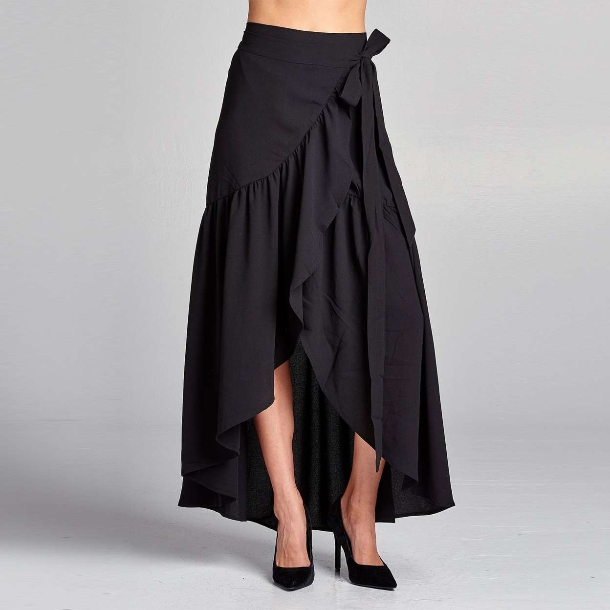 Frilled Wrap Skirt - Black, Large (12-14)